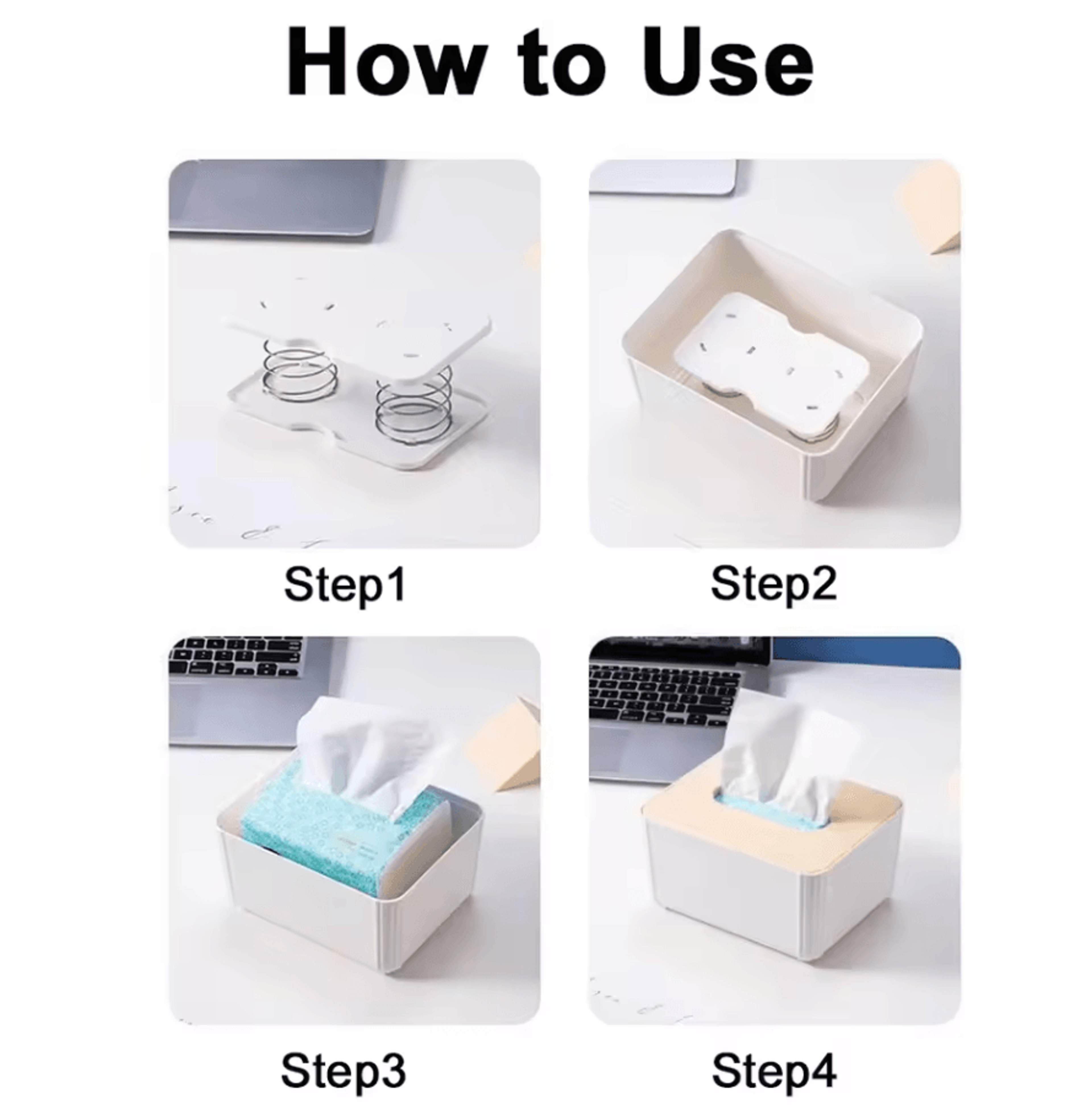 Spring Loaded Automatic Tissue Dispenser Box Holder For Home And Office 3