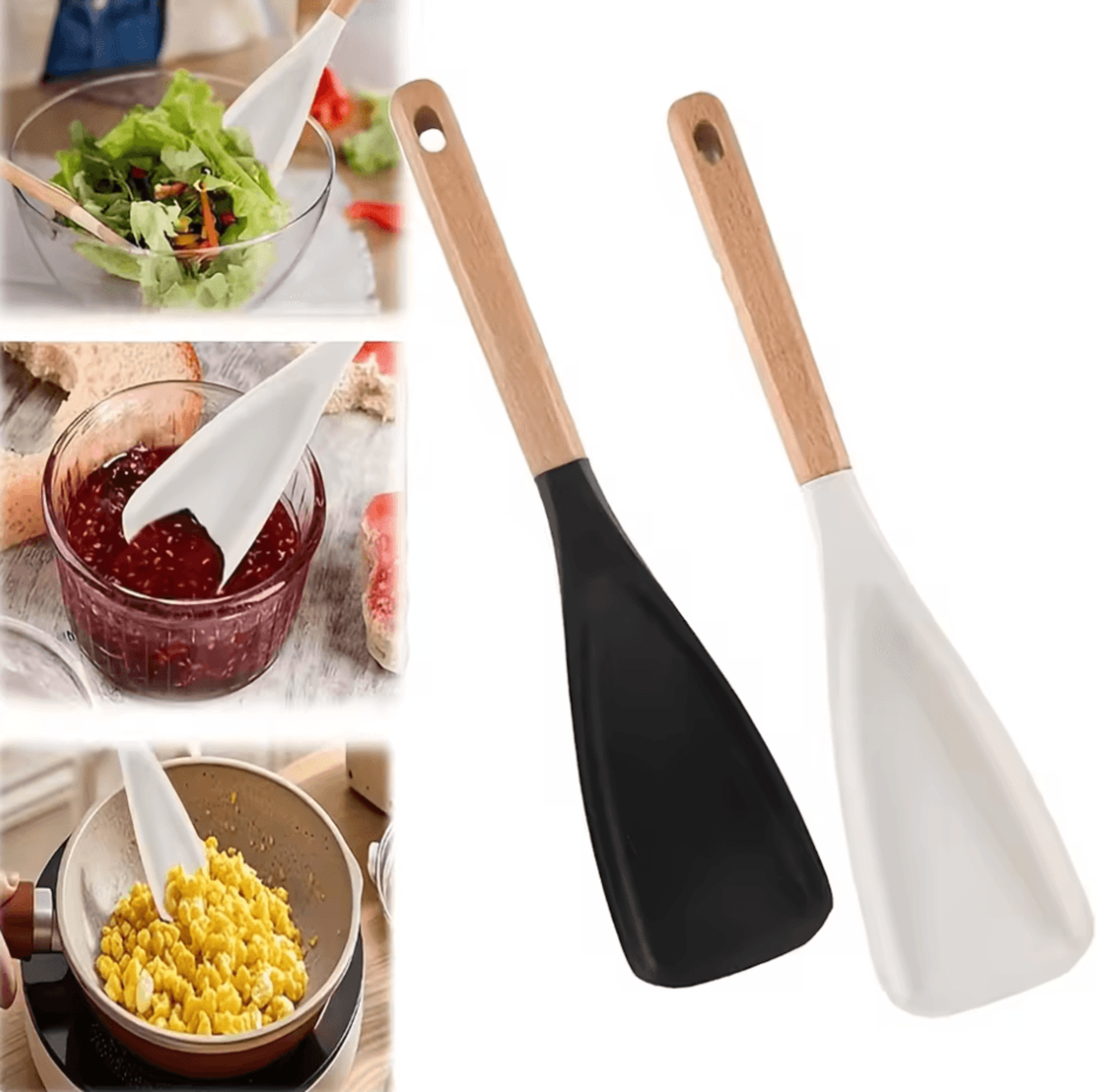 Multifunction Wooden Handle Cooking And Serving Spoon Safe For Nonstick Surfaces 0