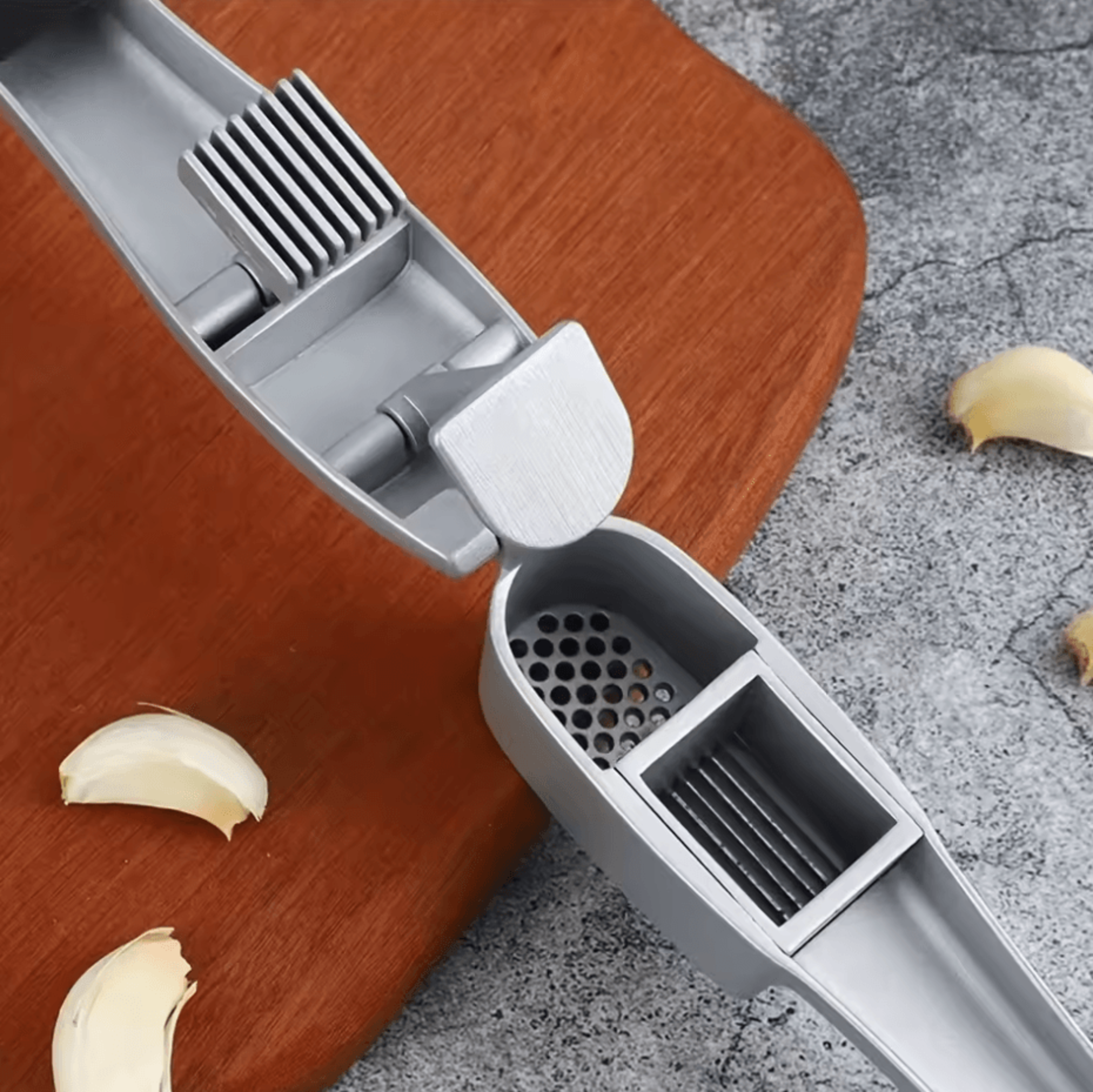 2in1 Aluminum Garlic Press And Slicer Grinder MultiFunction Kitchen Tool 0