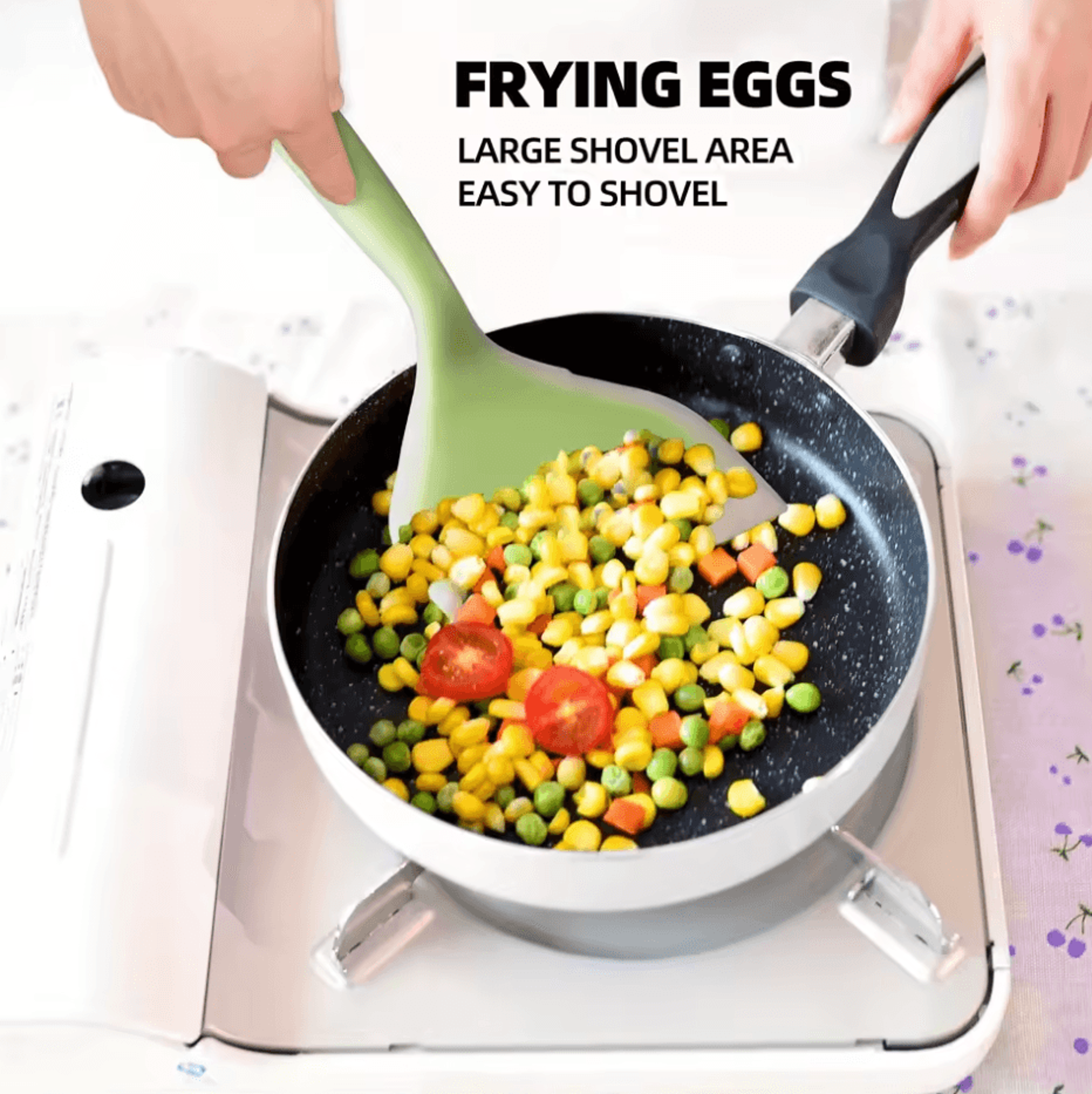Silicone HeatResistant NonStick Cooking Spatula  Utensil For Kitchen BBQ Baking 3