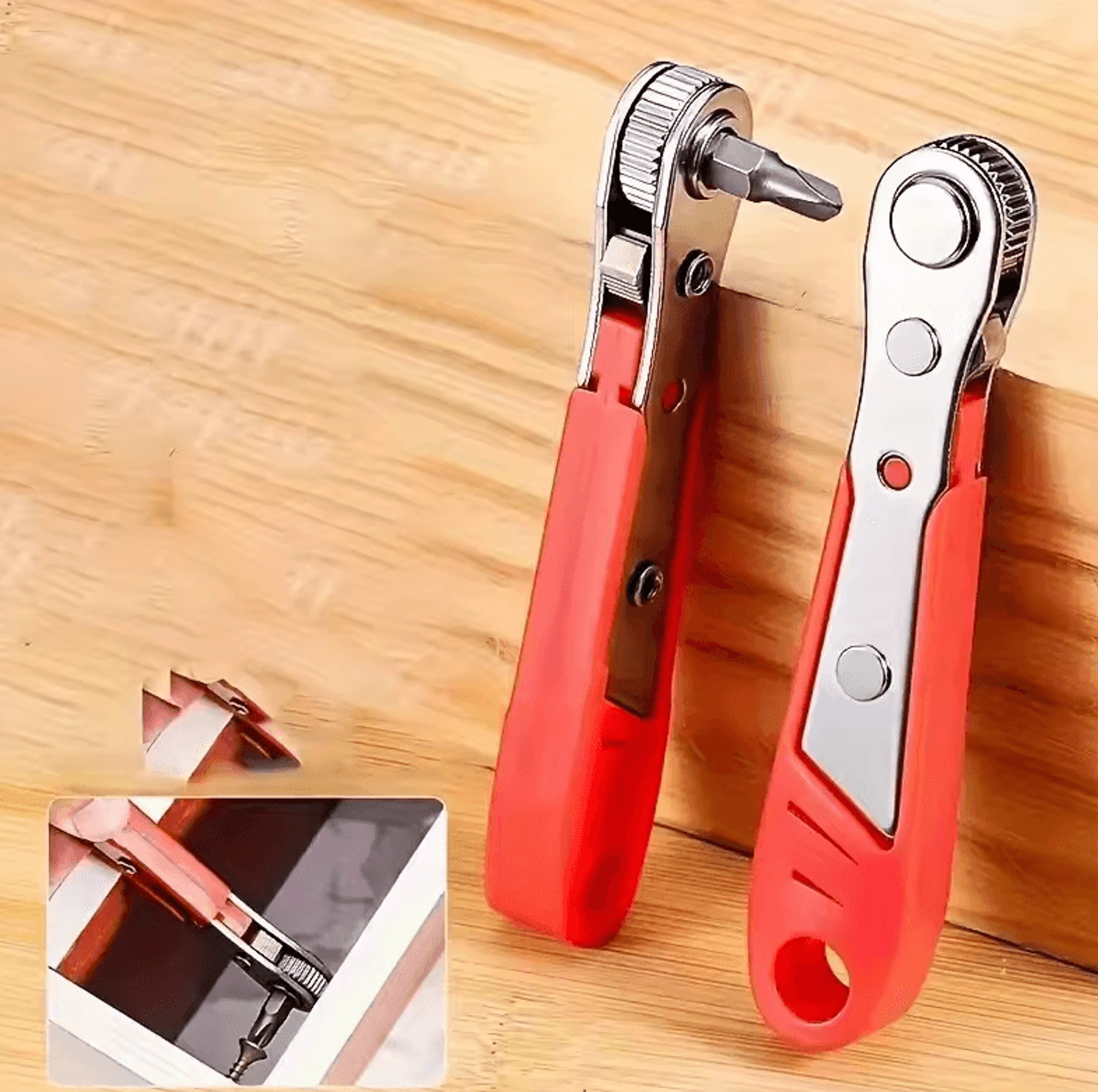 Multifunction Bidirectional Ratchet Screwdriver With Right Angle And Magnetic Wrench Red Compact To 2