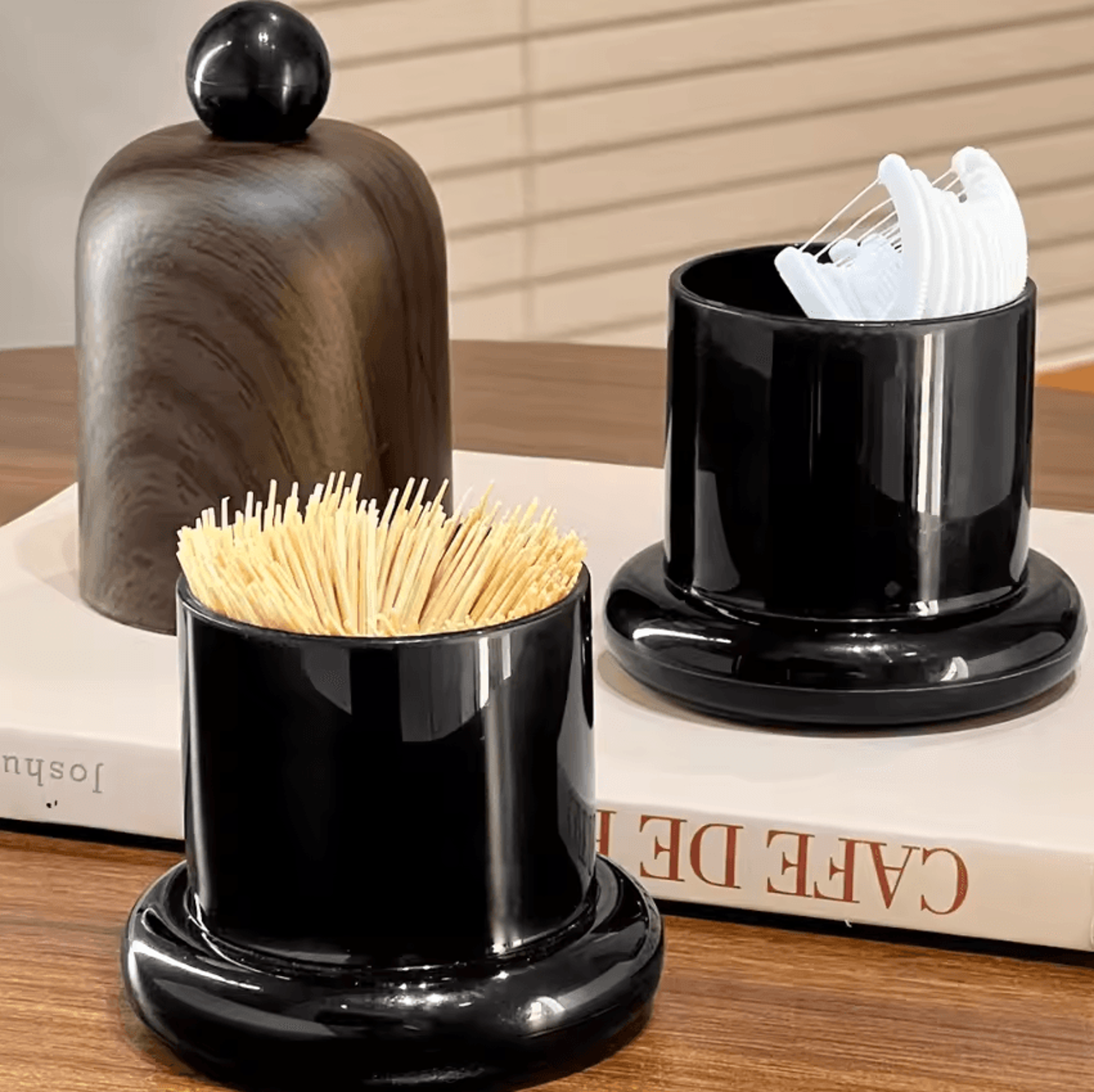 Elegant Walnut Wood Toothpick Holder With Ball Top Solid Wood Portable Decor 2