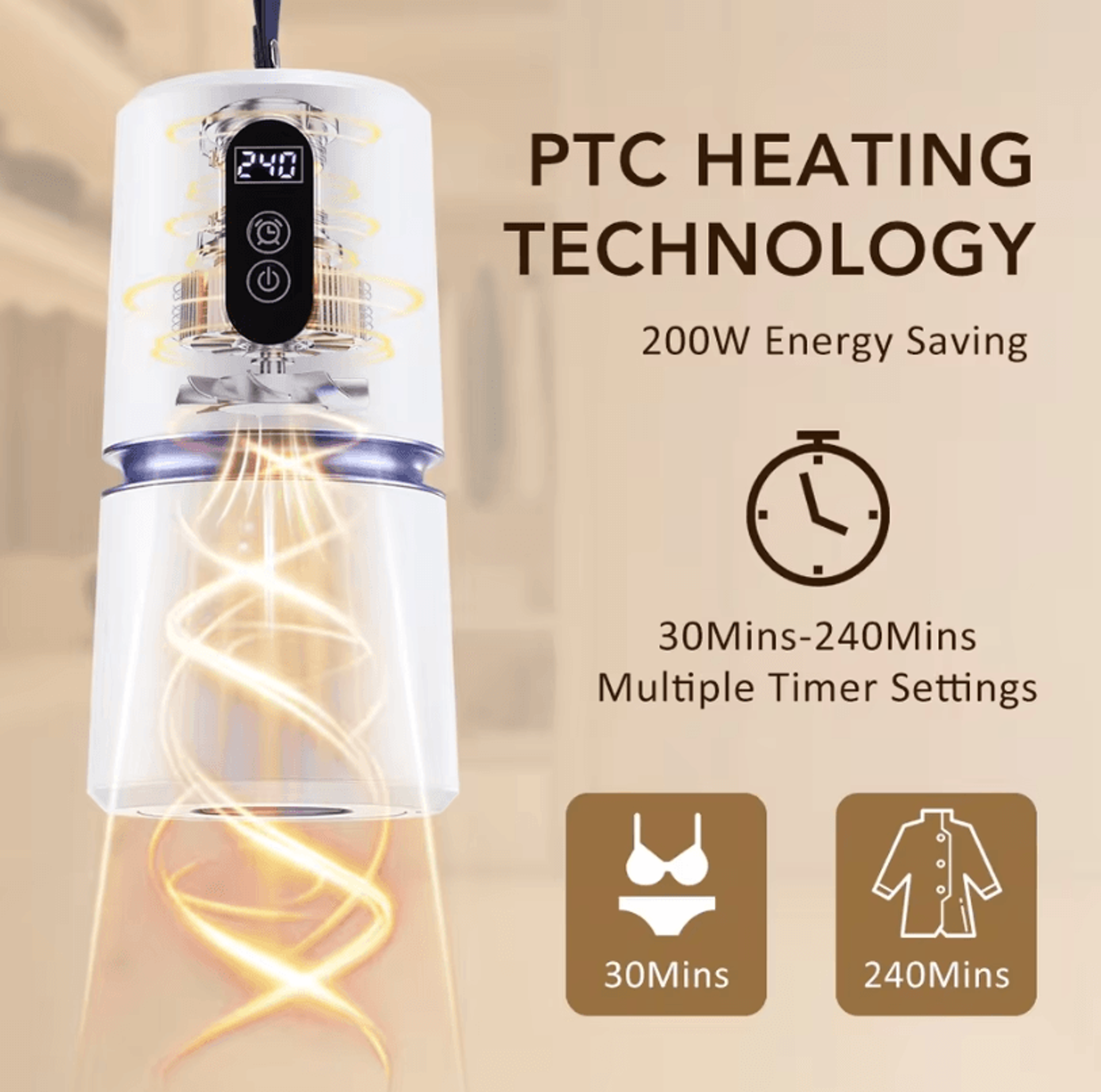 Portable Smart Clothes Dryer 110220V Tumble Laundry Dryer With Timer For Travel And Outdoor Use 0