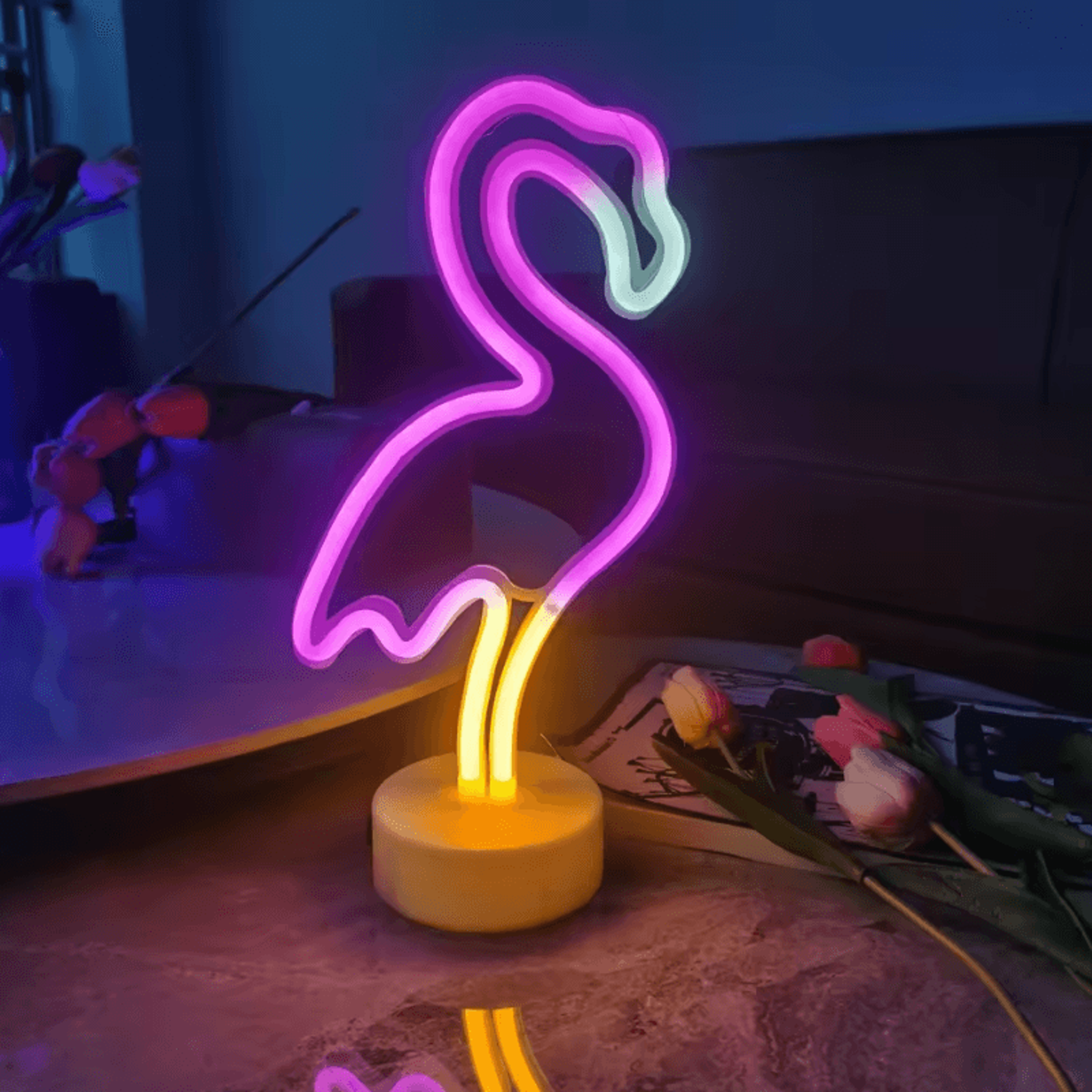 Green Neon Cactus Lamp Decorative LED Cactus Night Light With Base 3
