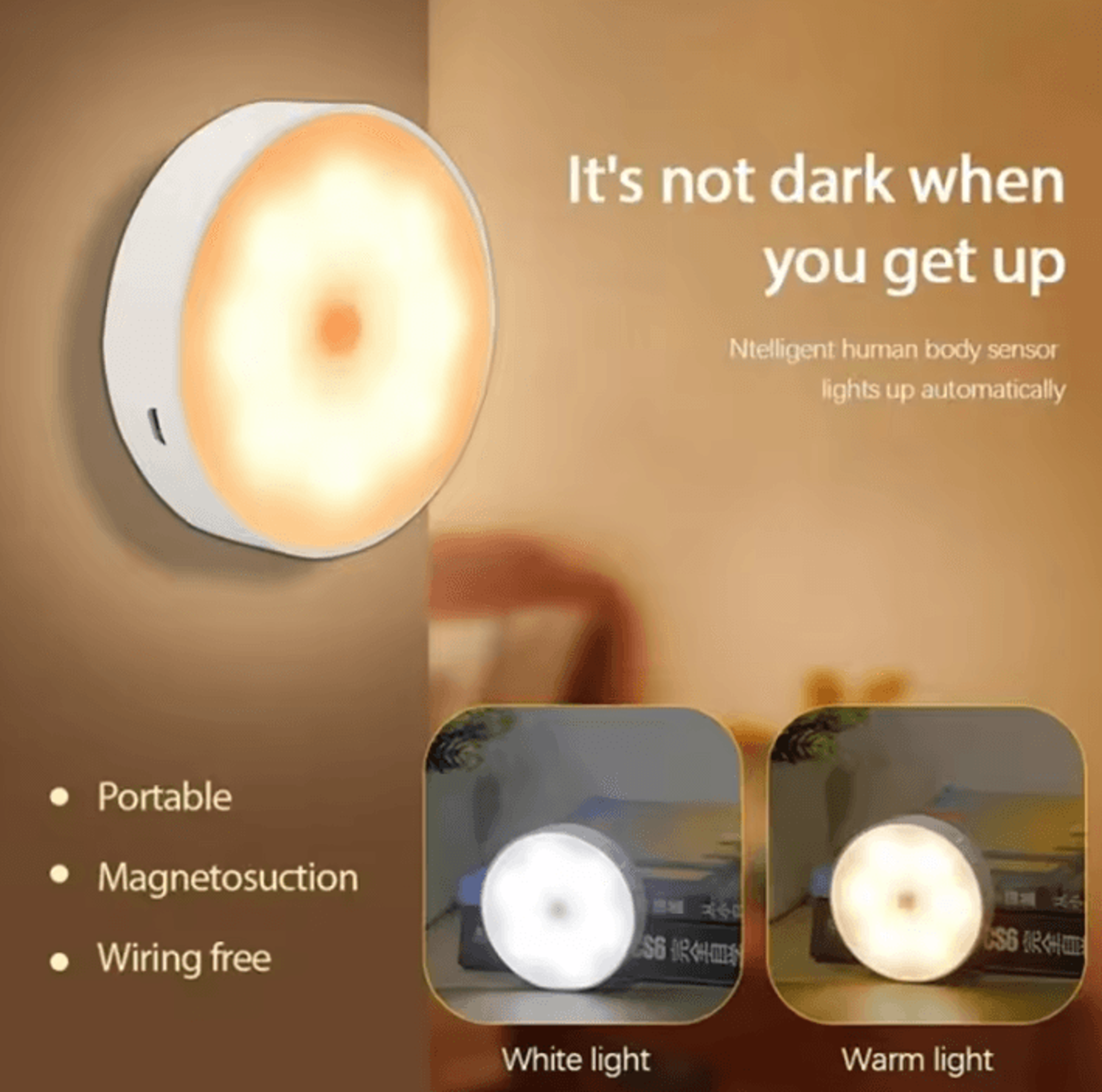 Rechargeable Motion Sensor Night Light  USB LED Wireless Closet  Cabinet Light 1