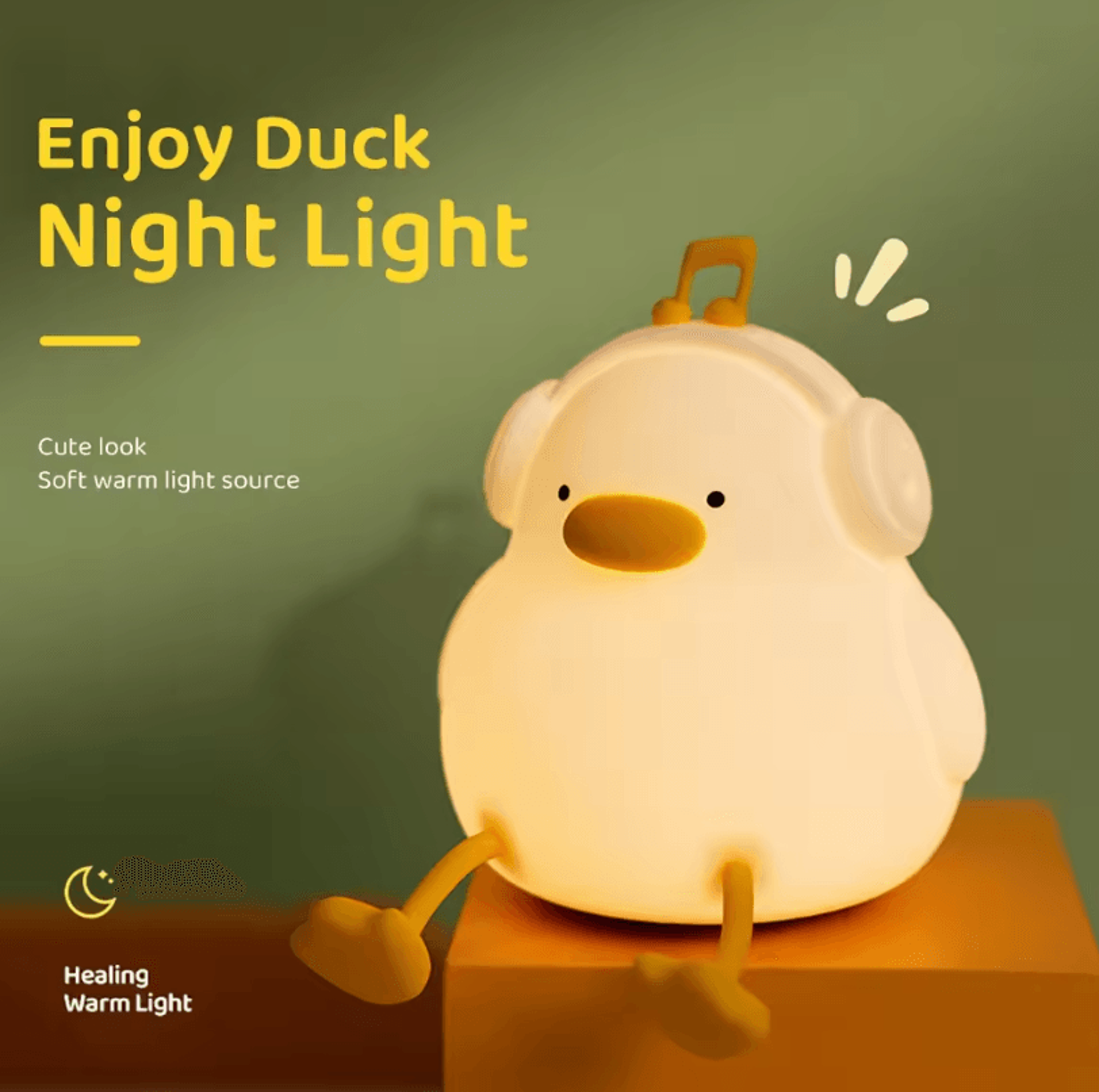Cute Duck Night Light  USB Rechargeable Cartoon Silicone Kids Lamp 4