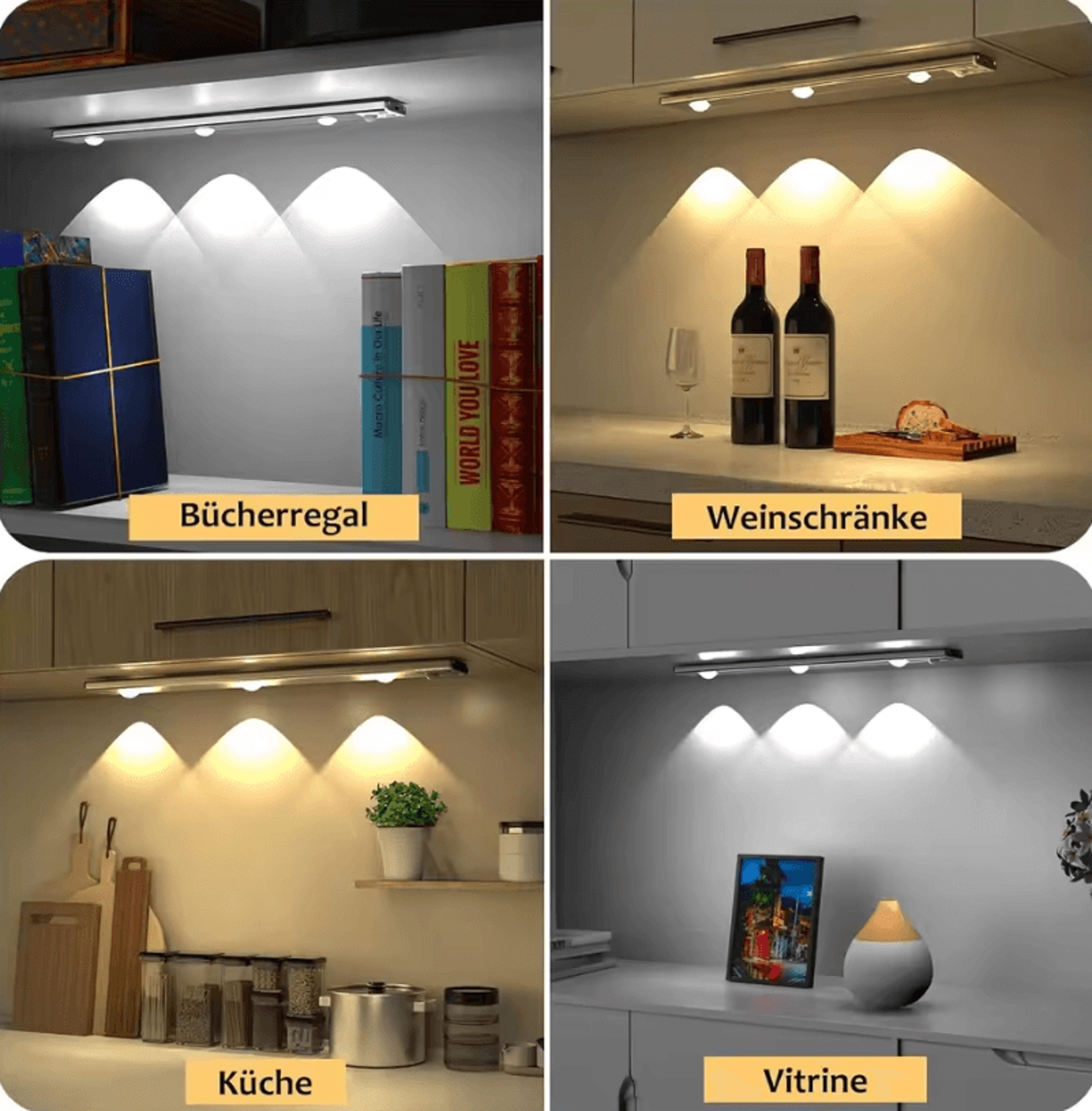 Wireless USB Motion Sensor Light  UltraThin Rechargeable LED Cabinet Lamp 1