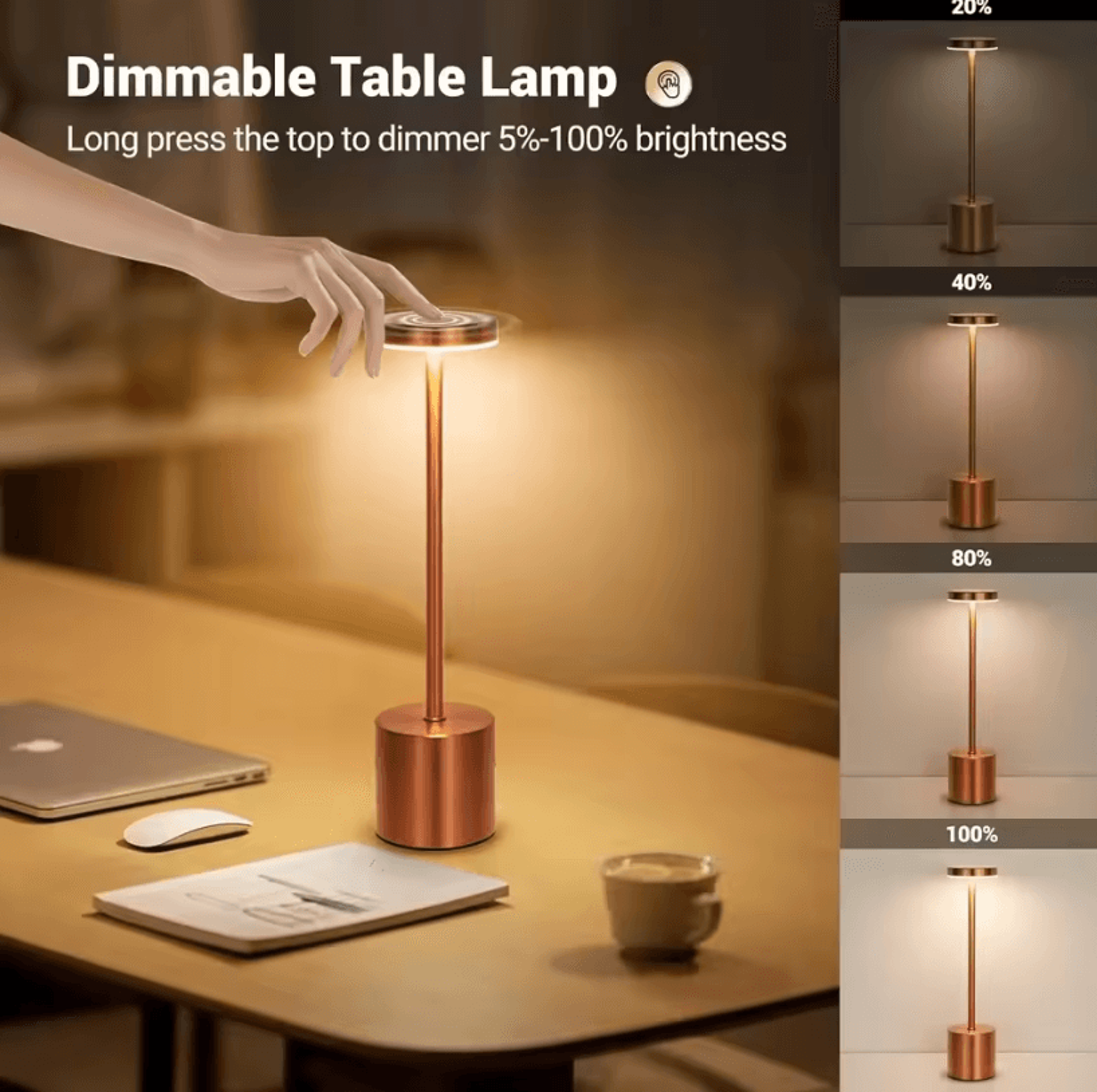 Rechargeable Ambient Table Lamp  Touch Control ThreeColor LED Night Light 1