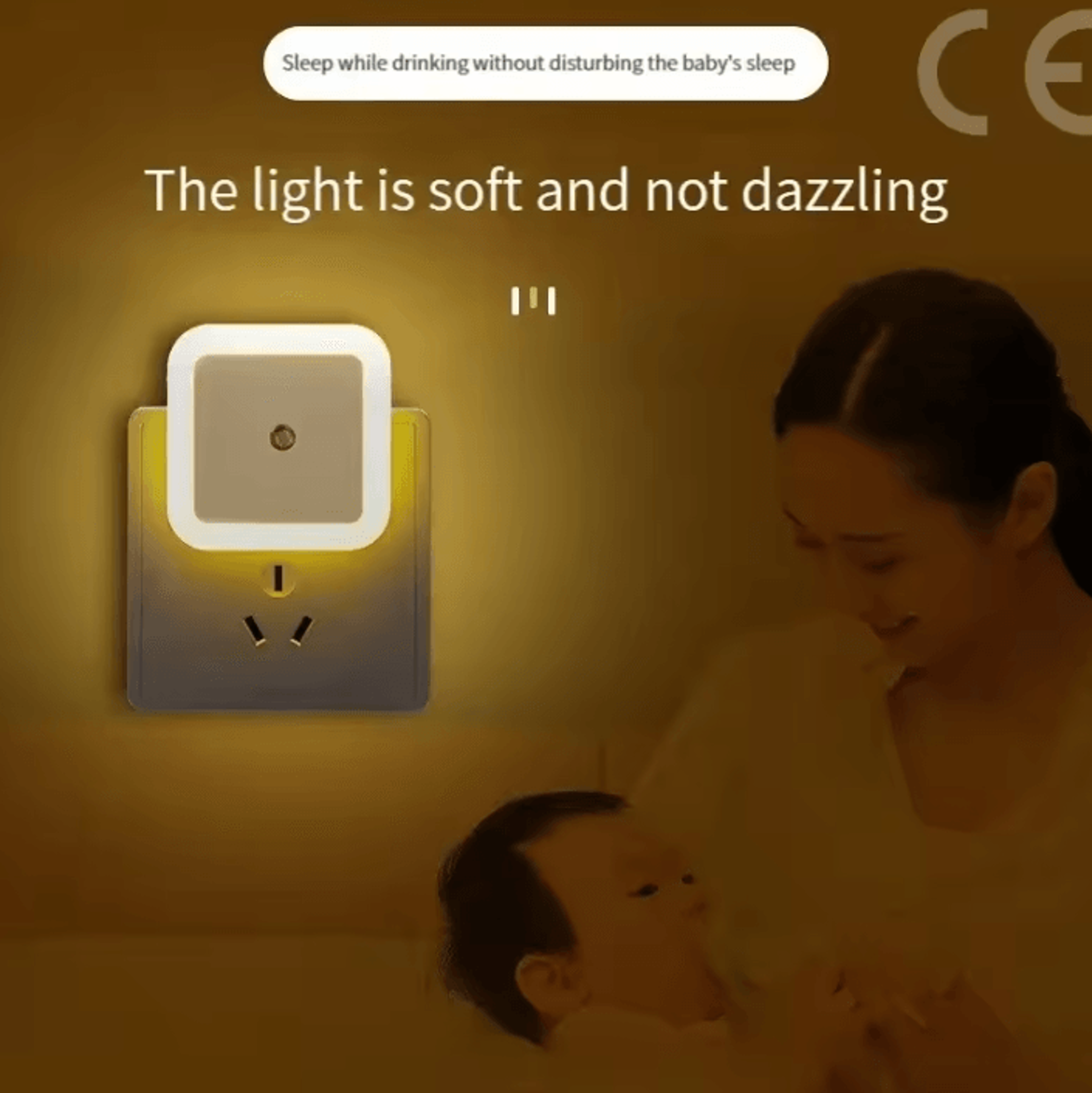 Wireless LED Night Light  Mini EU Plug Motion Sensor Tricolor Lamp 0