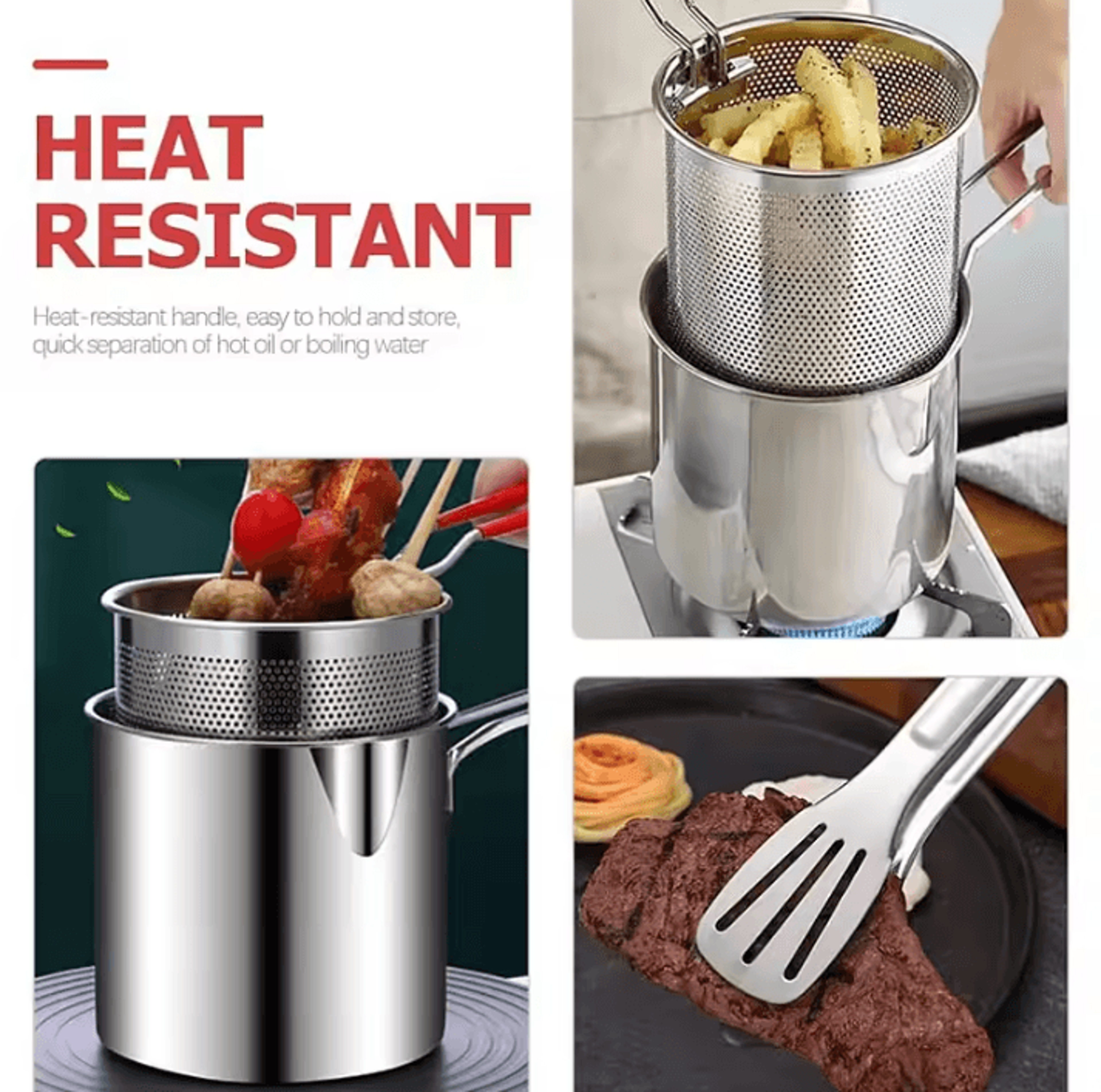 Stainless Steel Deep Fryer Pot  Japanese Tempura Frying Pan With Strainer Basket 3