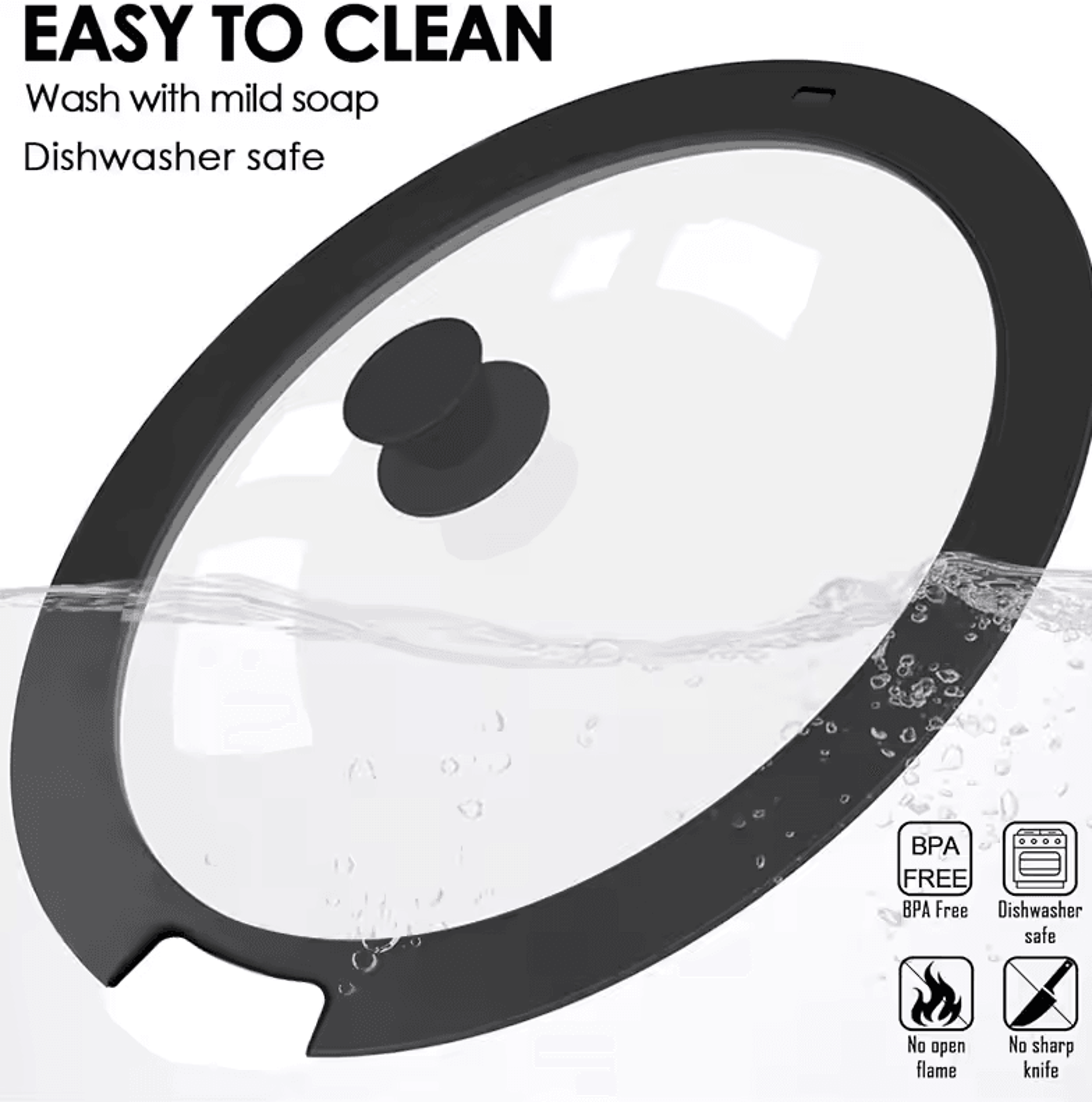 Universal Silicone Pot Lid  FoodGrade Tempered Glass Pan Cover 2