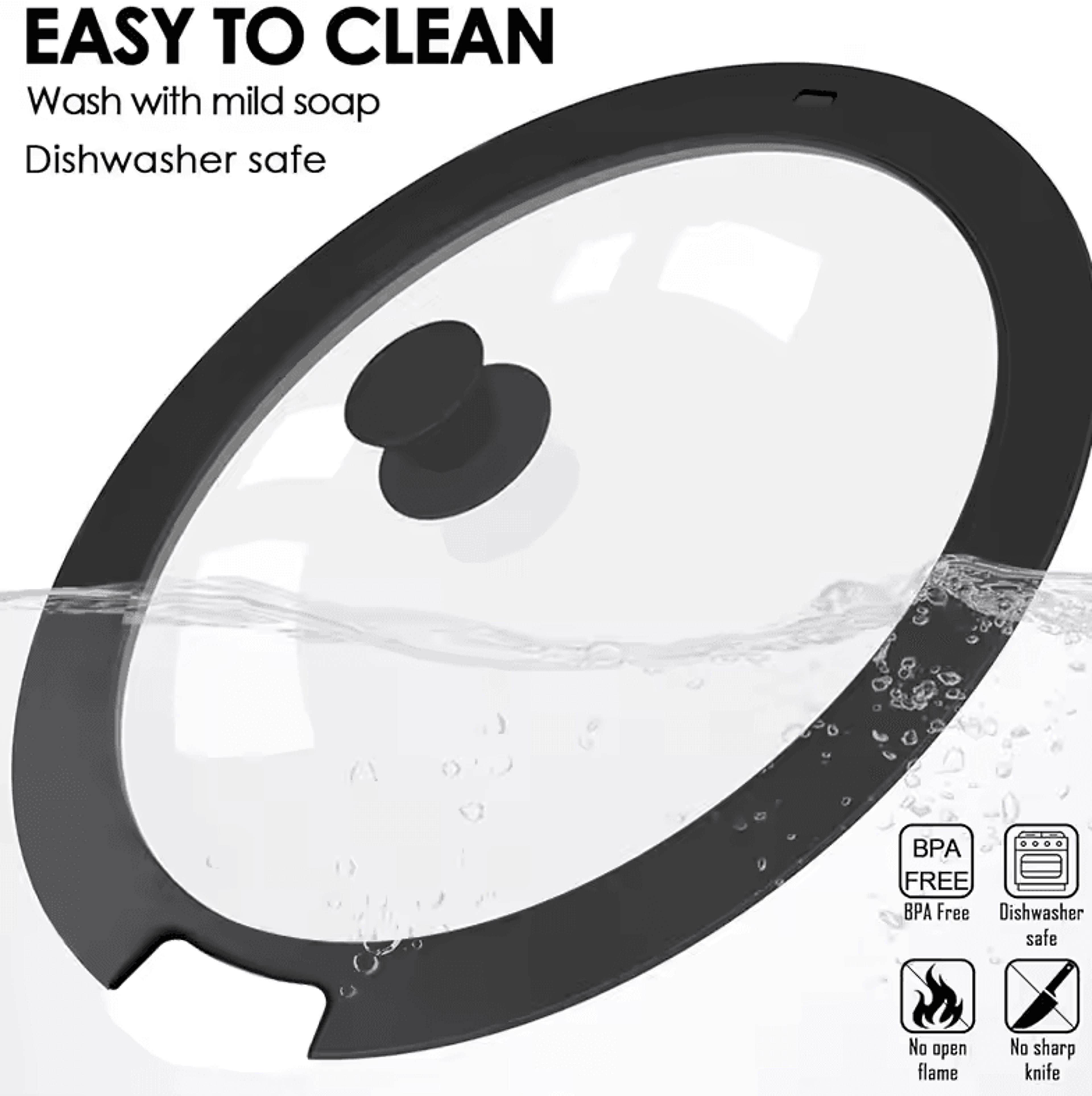 Universal Silicone Pot Lid  FoodGrade Tempered Glass Pan Cover 4