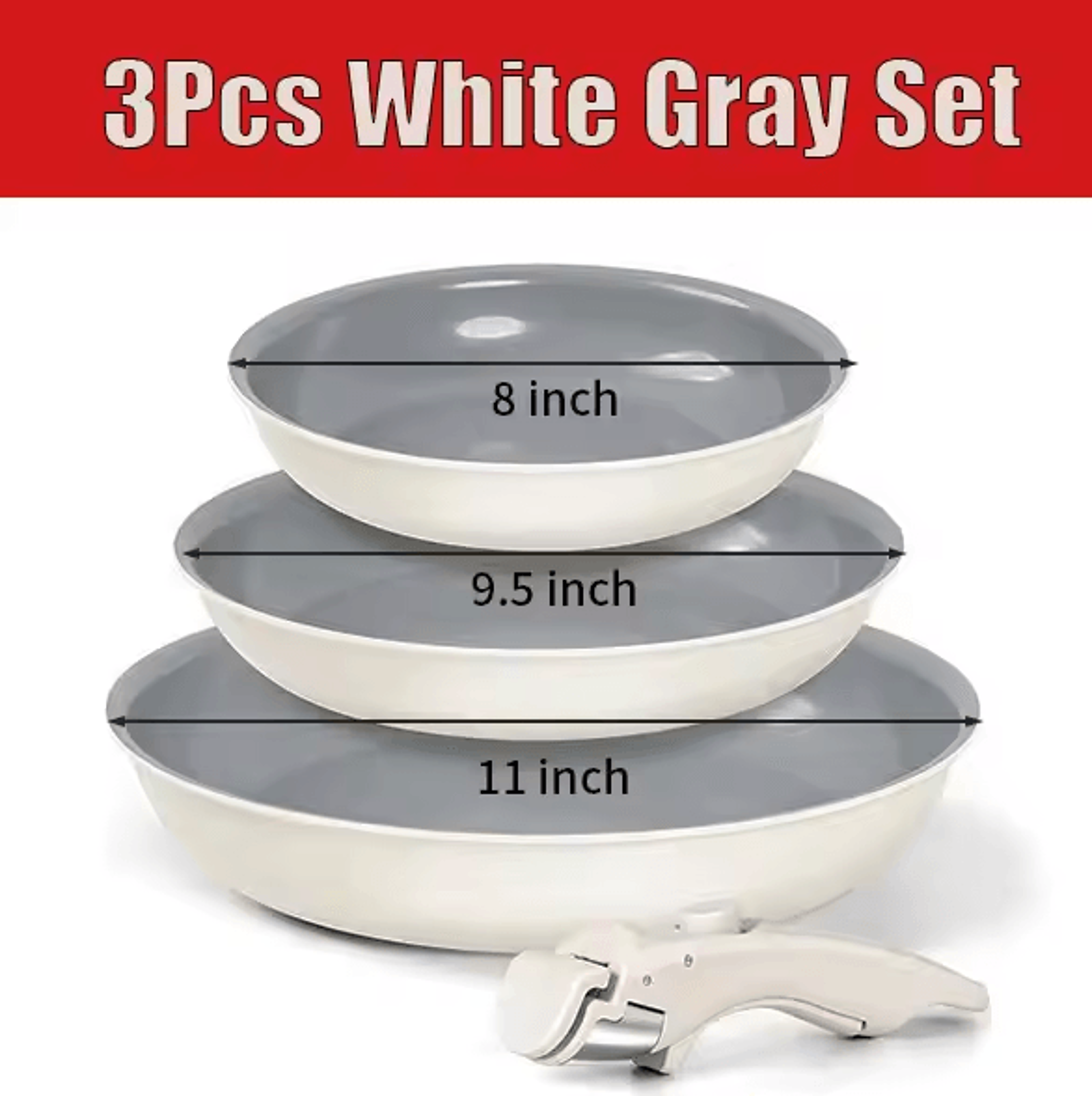 Nonstick Frying Pan Set  23 Pcs Stackable Pans With Removable Handle 8