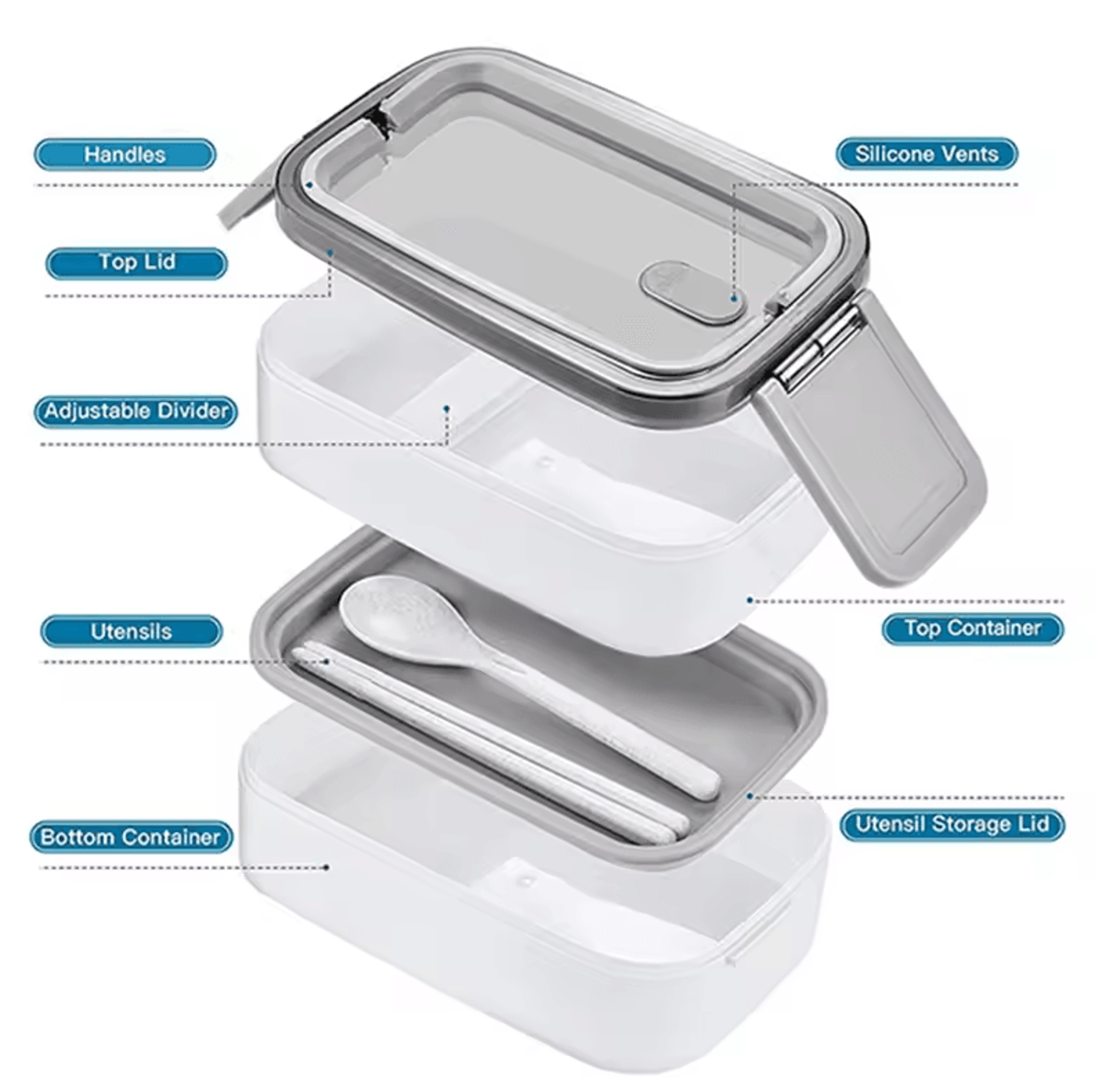 Stackable Bento Lunch Box With Handle Japanese Lunch Box Kit With Spoon  Chopstick Lunch Containers 3