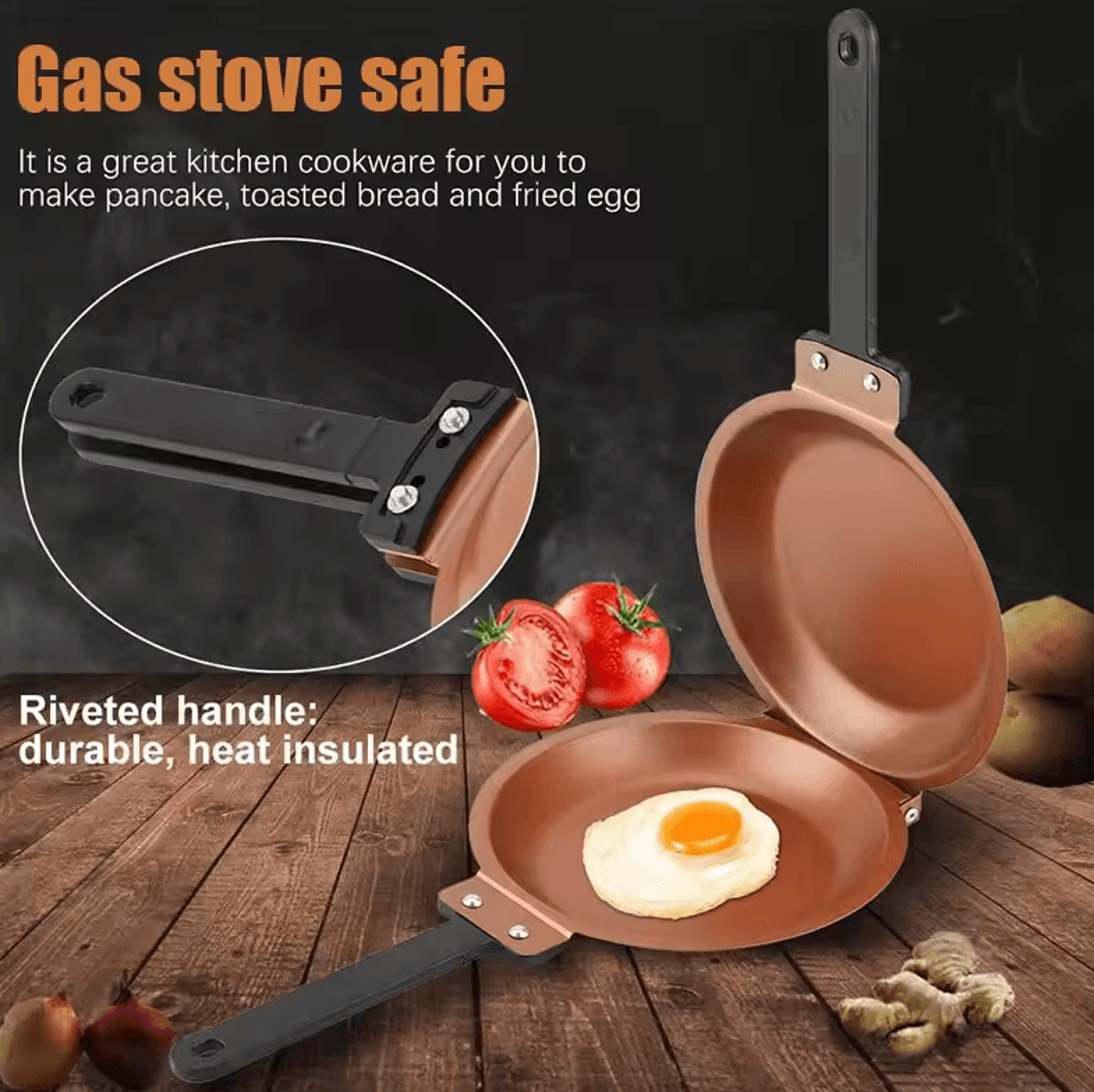 Double Side Pancake Pan  NonStick Ceramic Flip Frying Pan For Eggs  Pancakes 0