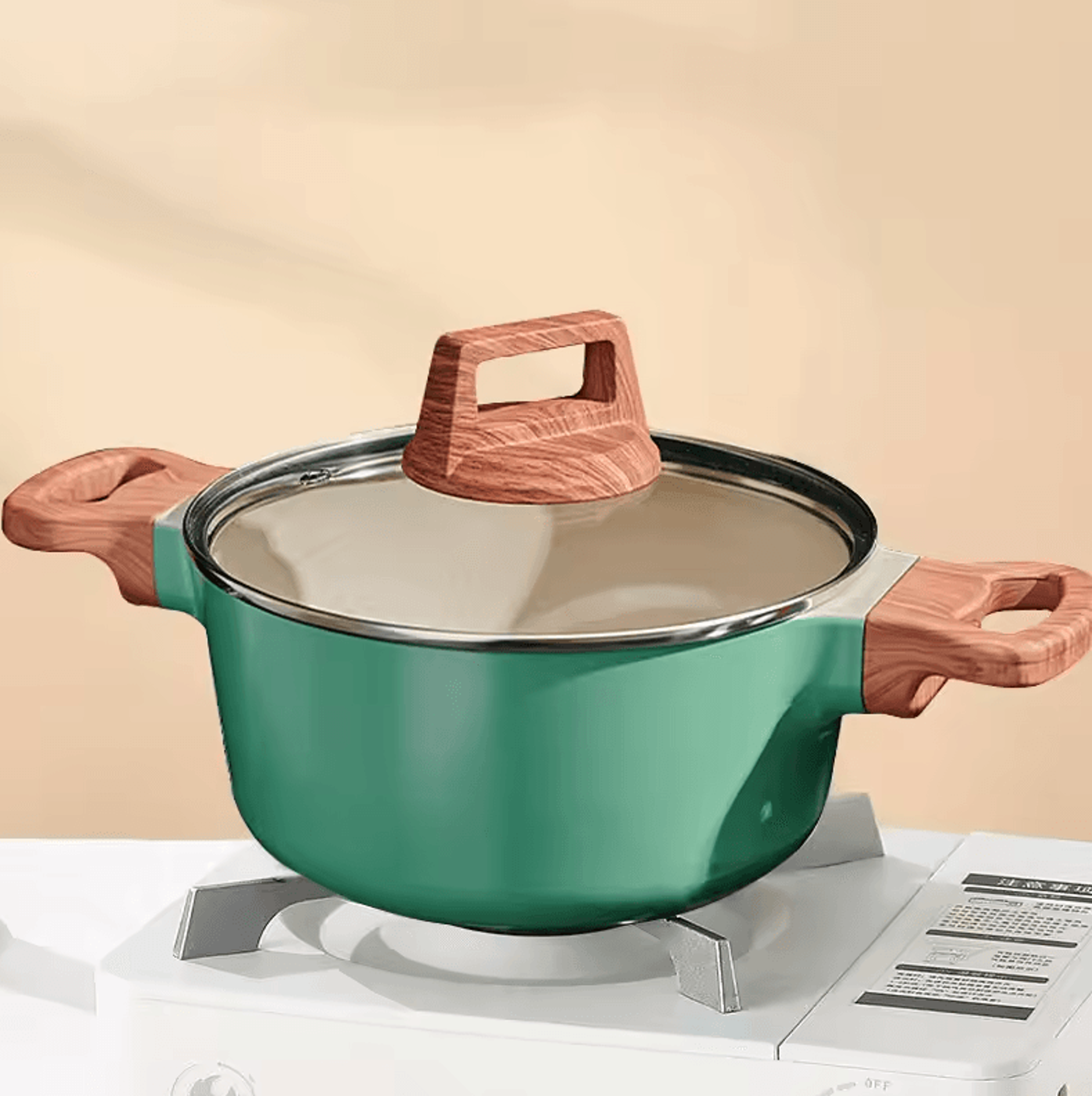 Ceramic Nonstick Soup Pot  26 L Healthy Casserole  Pasta Pot With Glass Lid 0