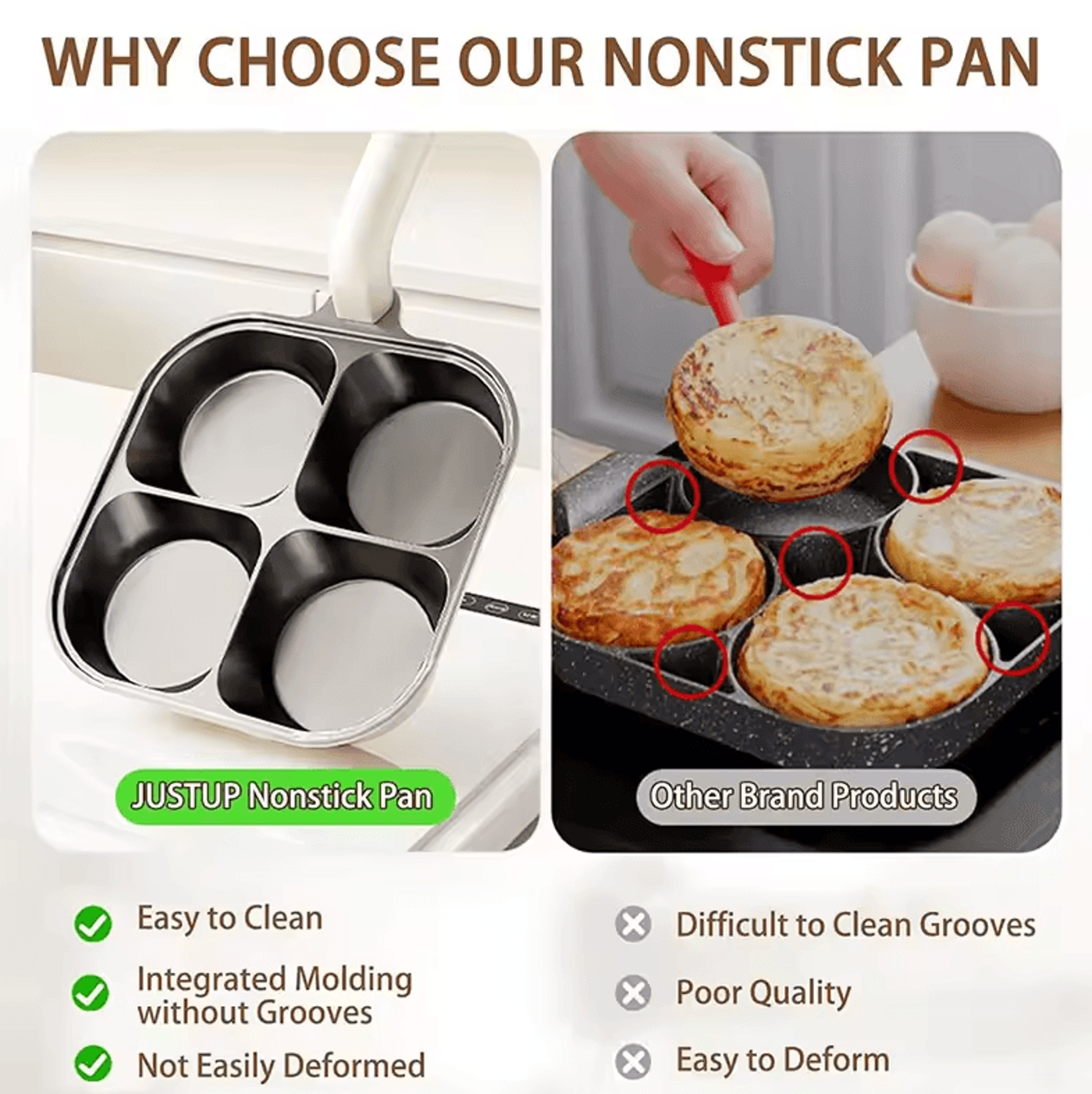 4in1 Egg Frying Pan  Titanium Nonstick Breakfast Skillet With Ergonomic Handle 2