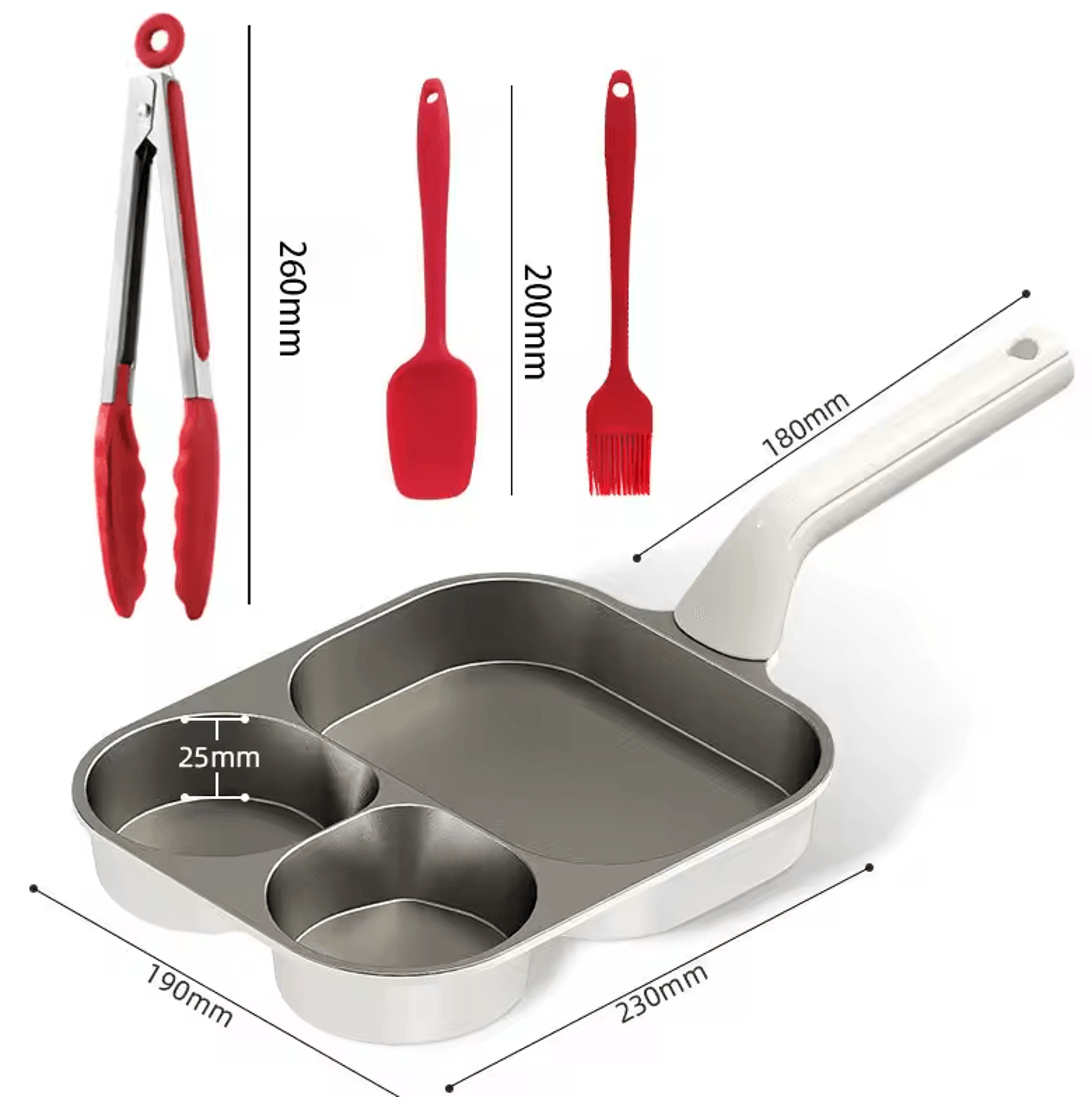 4in1 Egg Frying Pan  Titanium Nonstick Breakfast Skillet With Ergonomic Handle 4