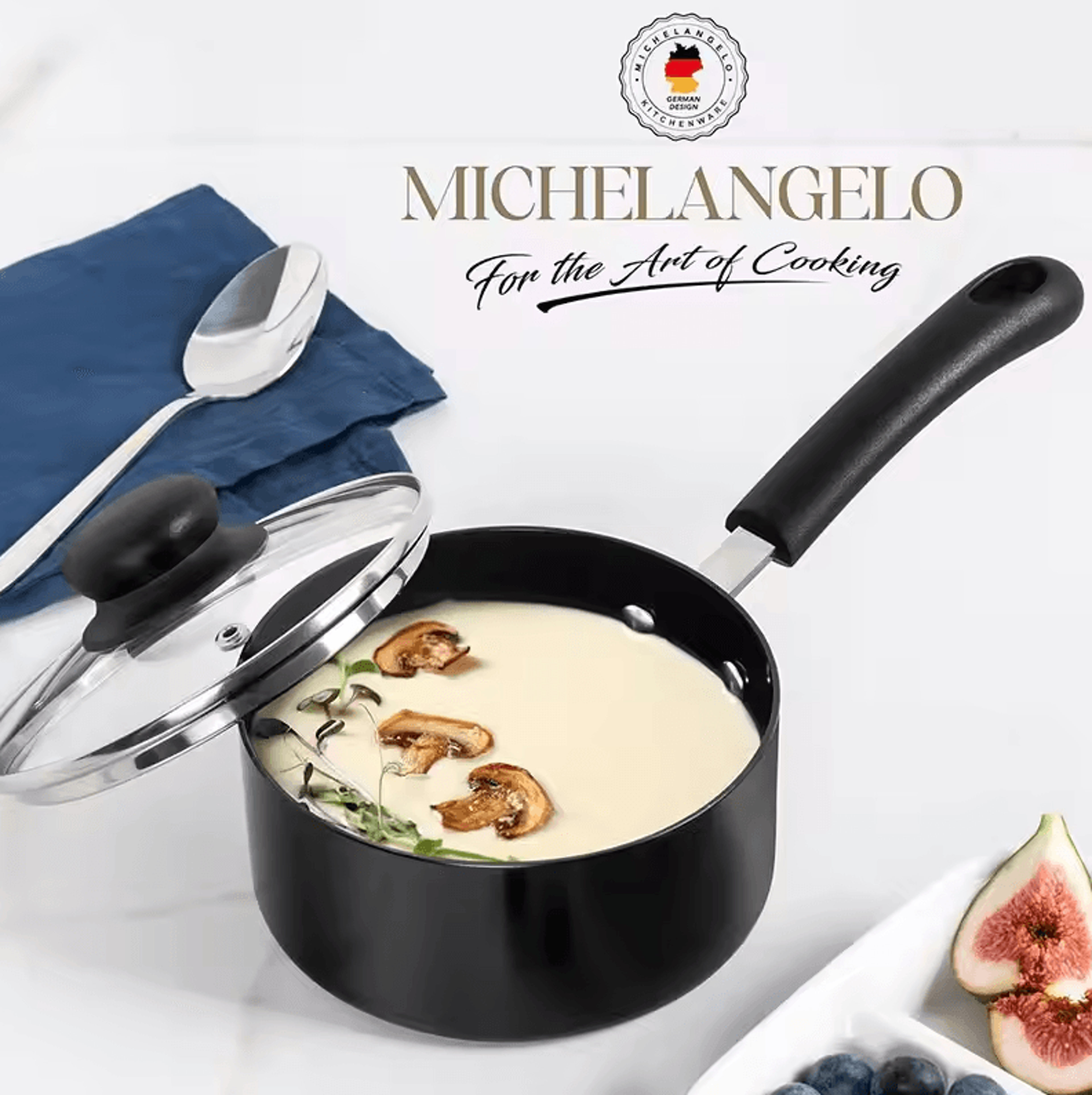 Premium 1Quart Nonstick Ceramic Saucepan With Glass Lid 1