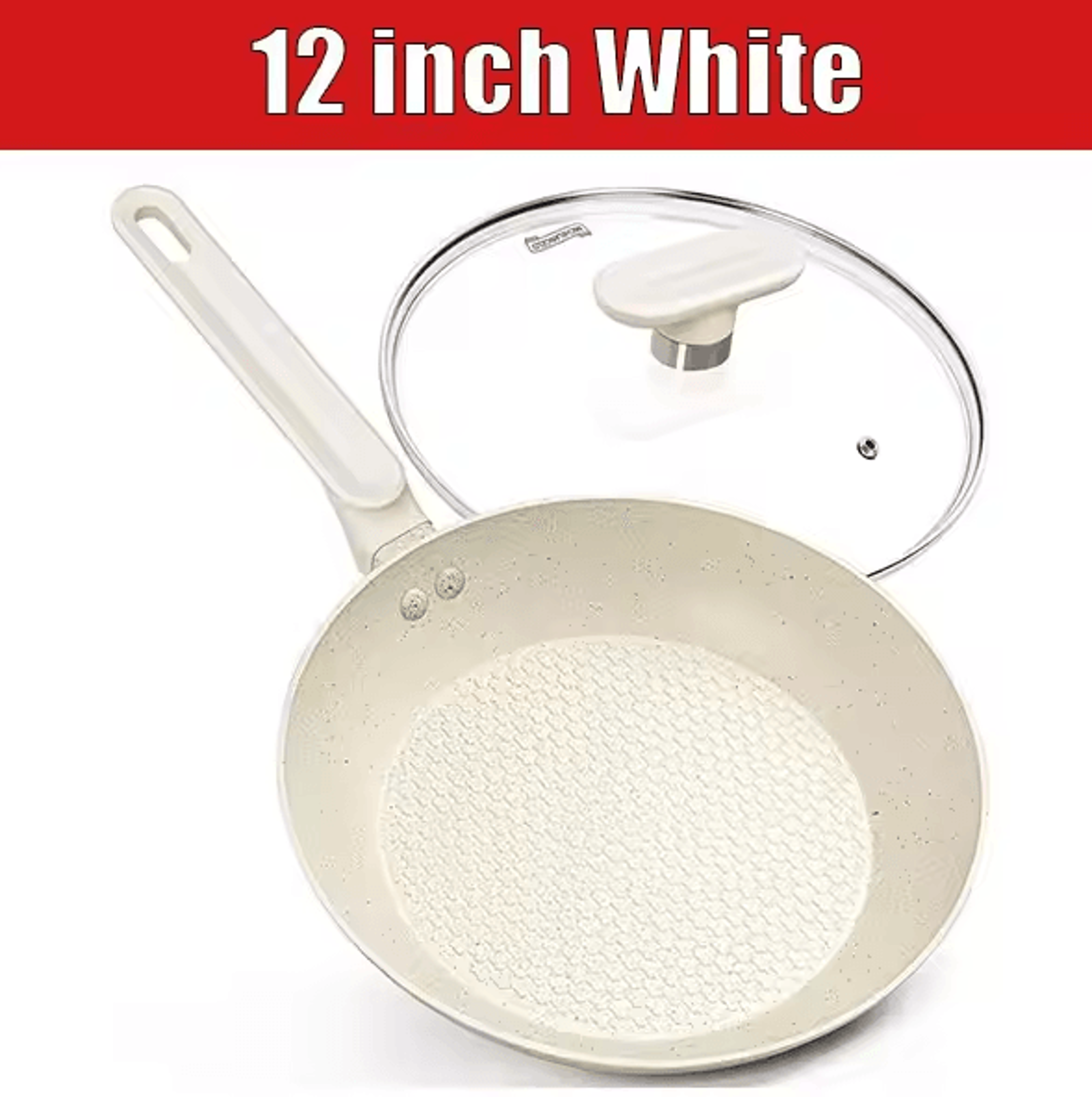 Premium 12Inch Nonstick Frying Pan With Lid  Egg Omelette  Cooking Skillet 6