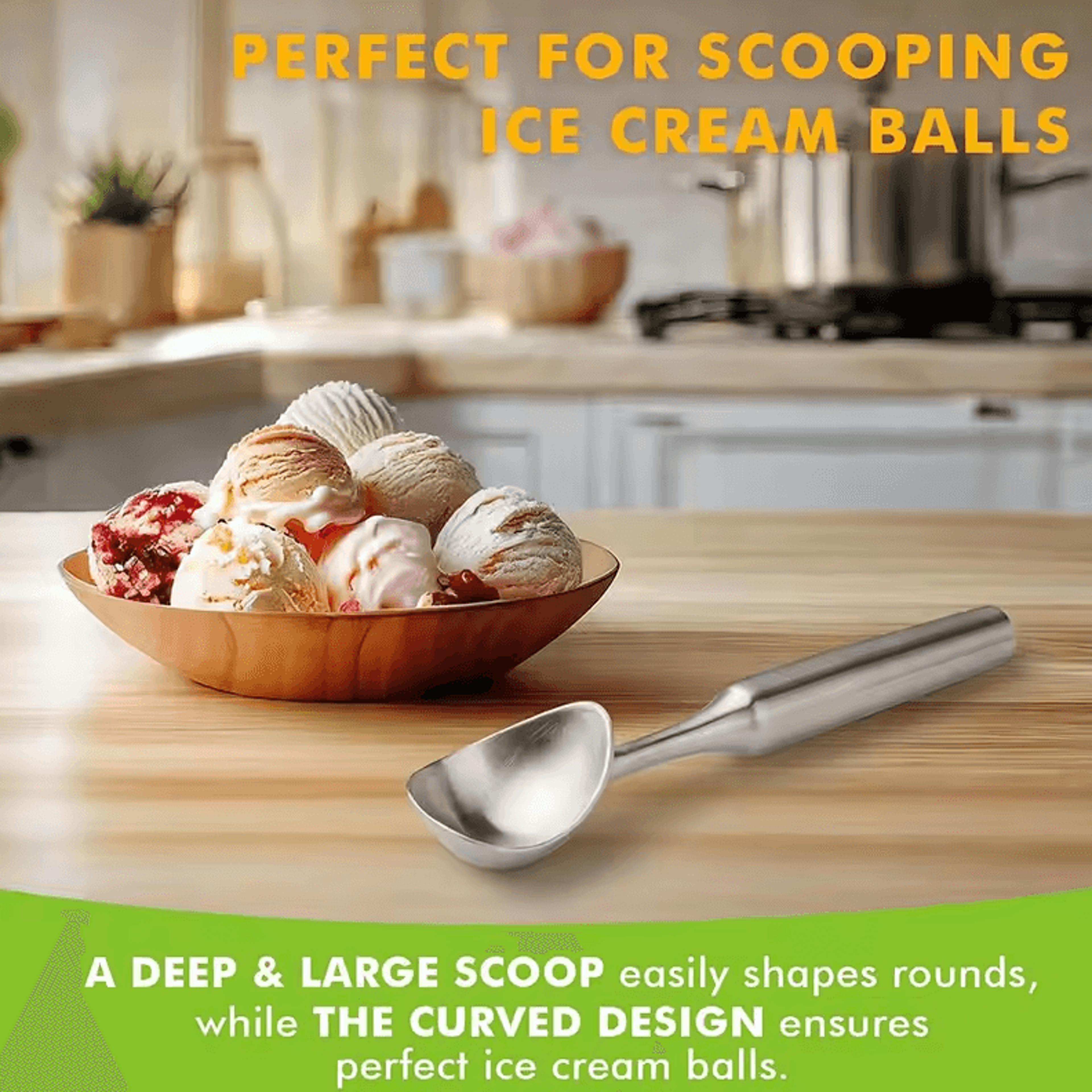 Heavy Duty Stainless Steel Ice Cream Scoop  Ergonomic Tool For Desserts 0