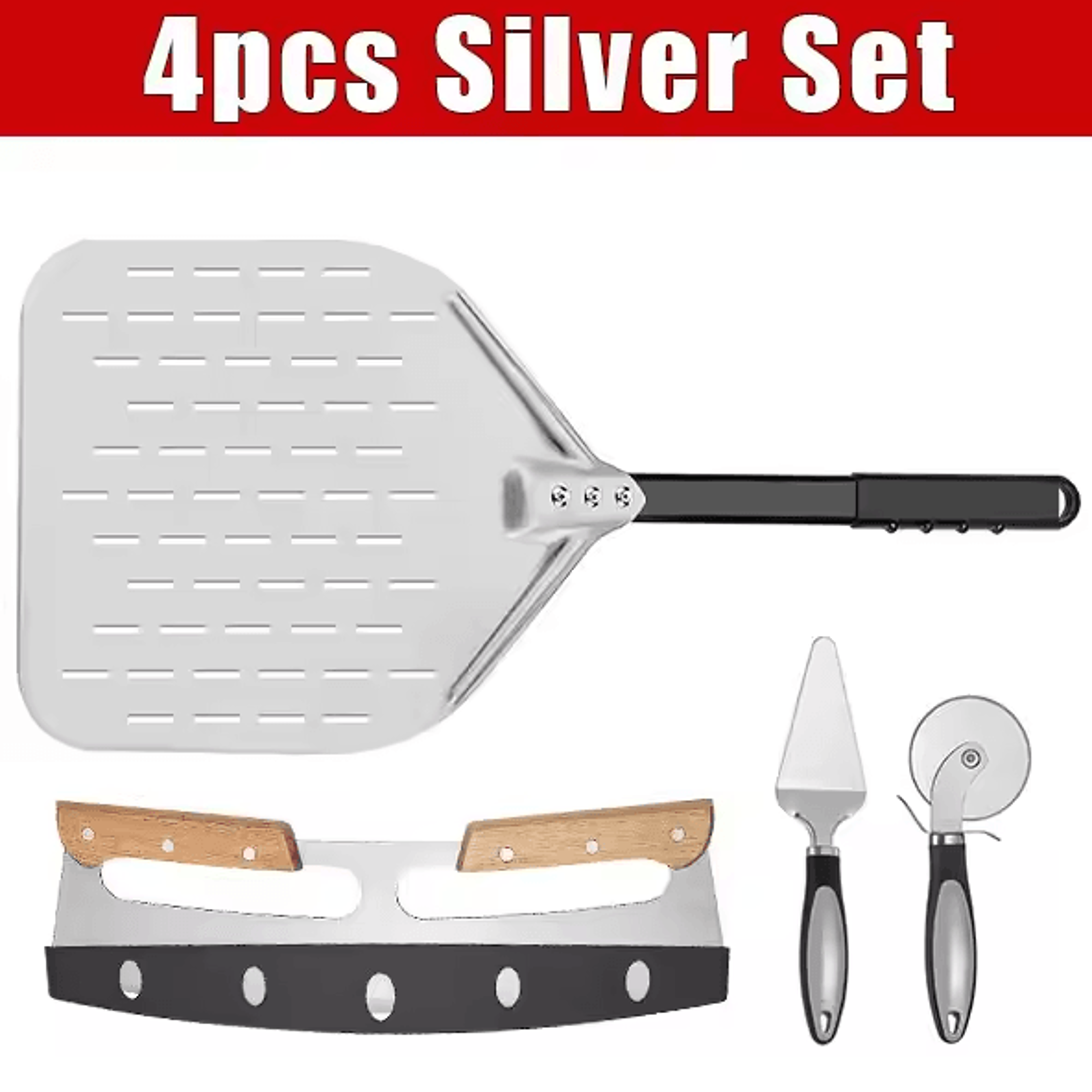 12Inch Perforated Pizza Peel  Hard Anodized Aluminum Paddle With Silicone Handle 8