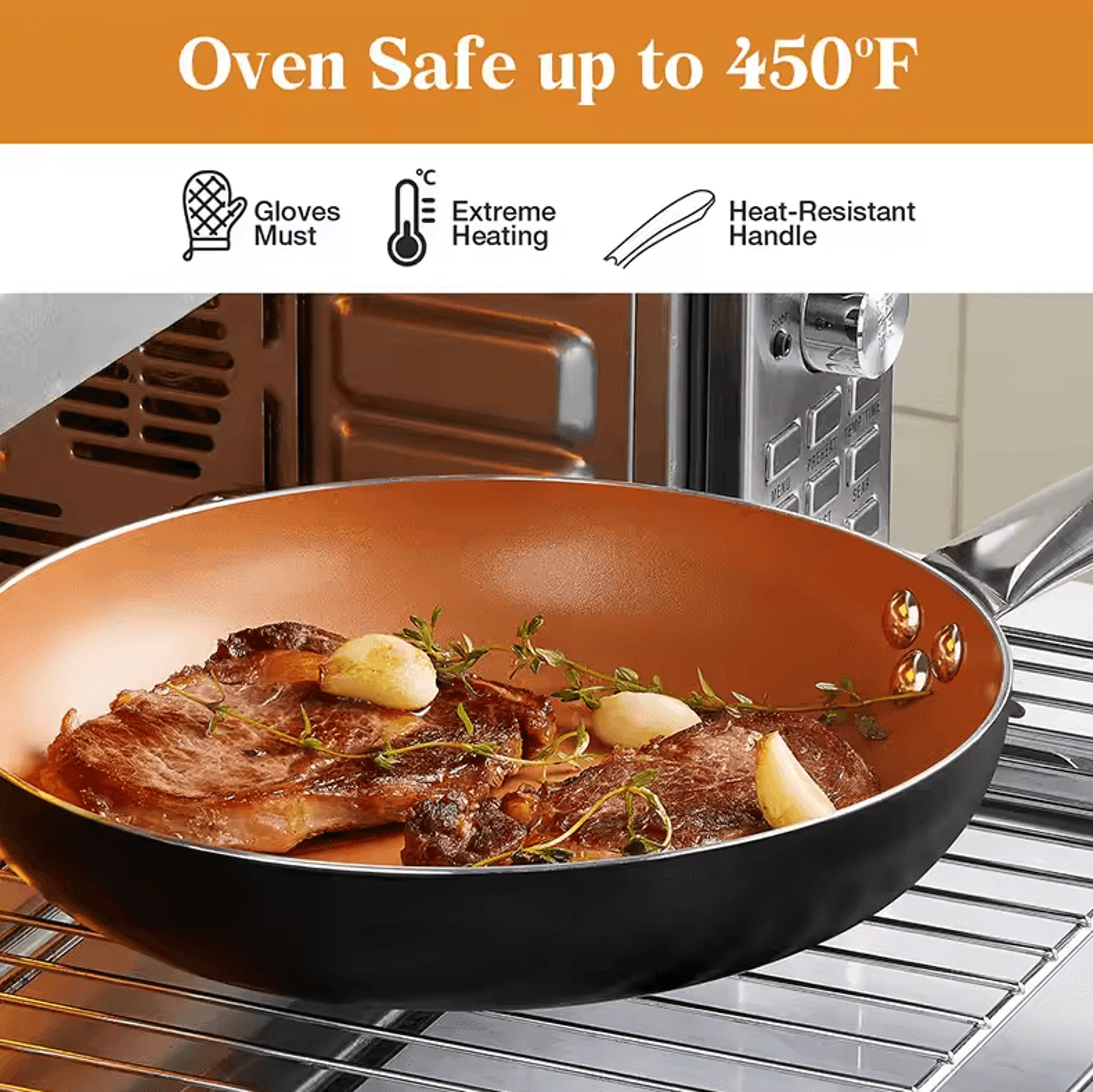 8Inch Mini Nonstick Egg Fry Pan Skillet With Lid  Copper Ceramic Coating 1