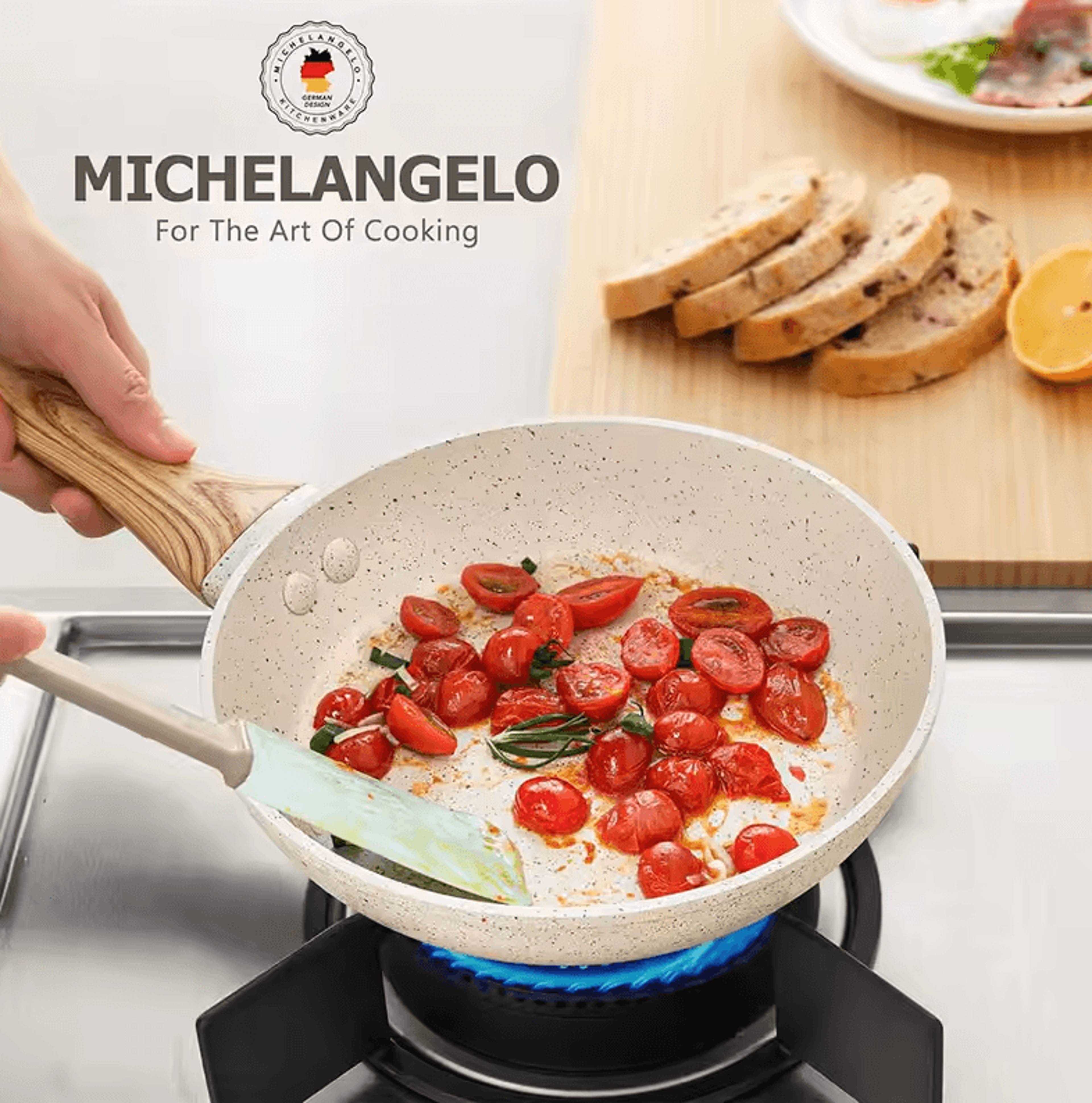 Nonstick Ceramic 810Inch Omelet Pan Skillet With Lid  Induction Compatible 1