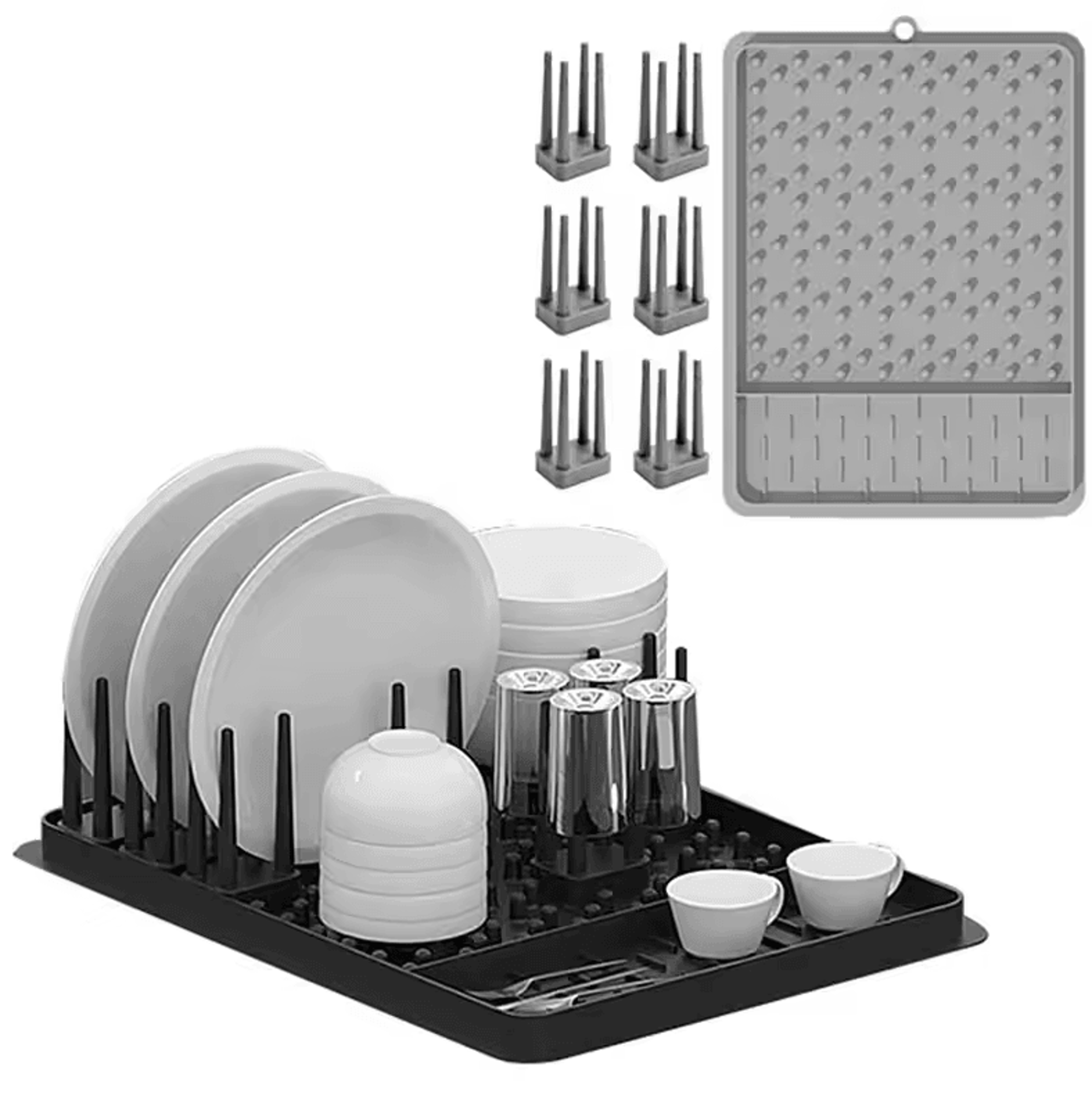 Adjustable Silicone Dish Drying Rack  Kitchen Dish Drainer Organizer 0