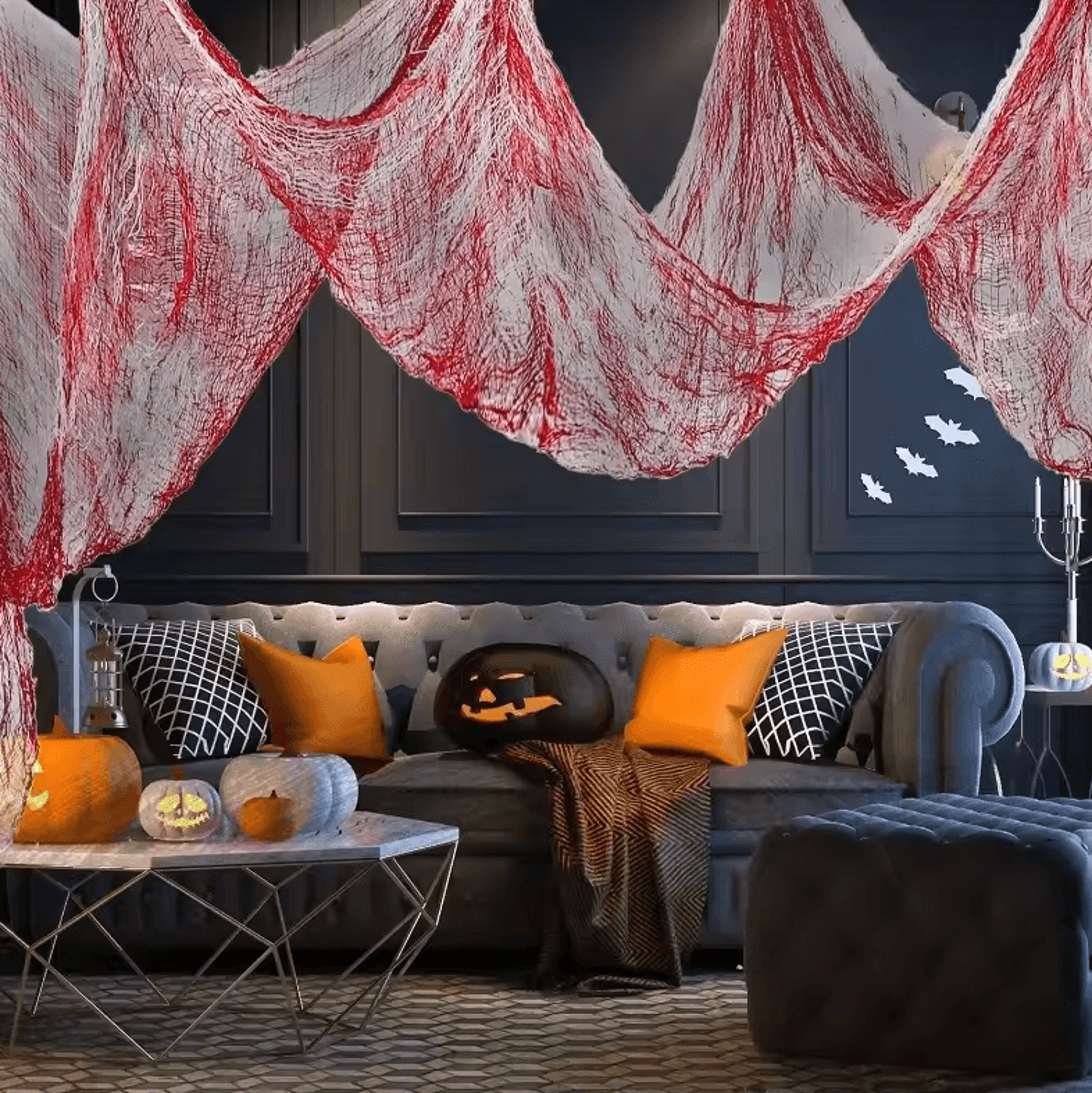 Horror Bloody Door Curtain  30 By 72inches Red Halloween Haunted House Decoration 2