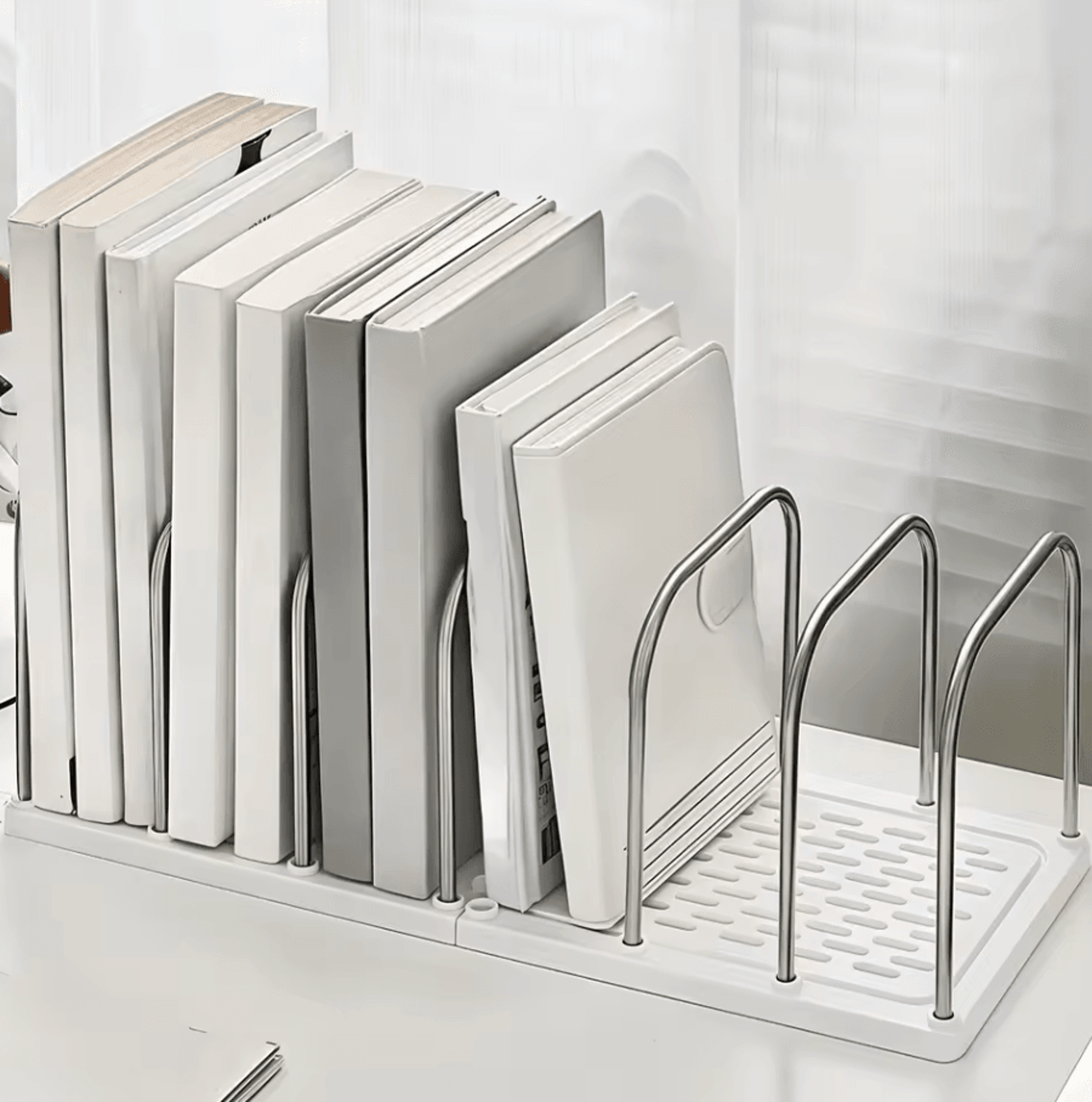 Modern PP Material Desktop Bookshelf  NonSlip Office Desk Organizer Shelf 3