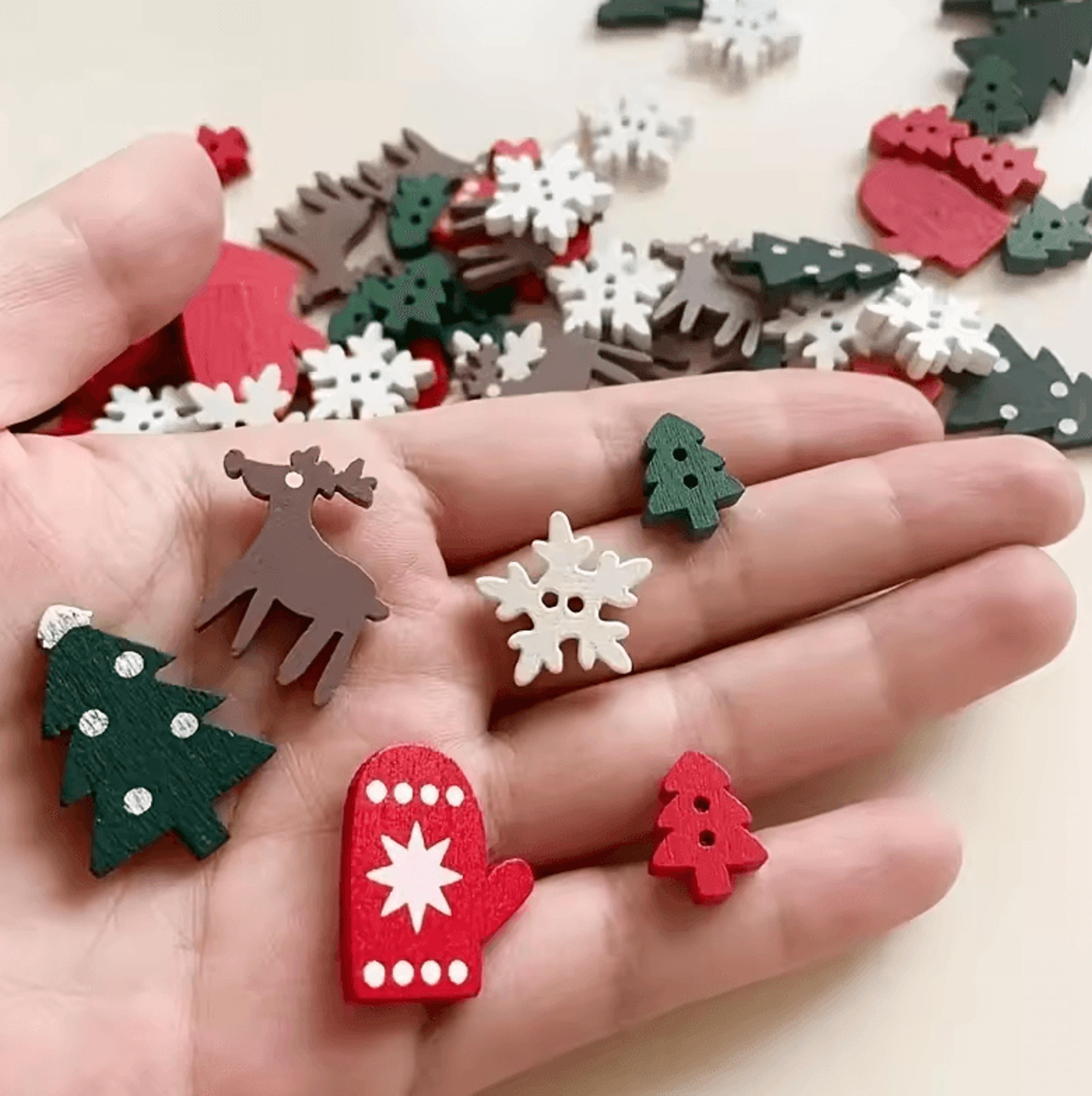 Christmas Wooden Buttons  Decorative Wooden Craft Shapes For DIY Projects 1