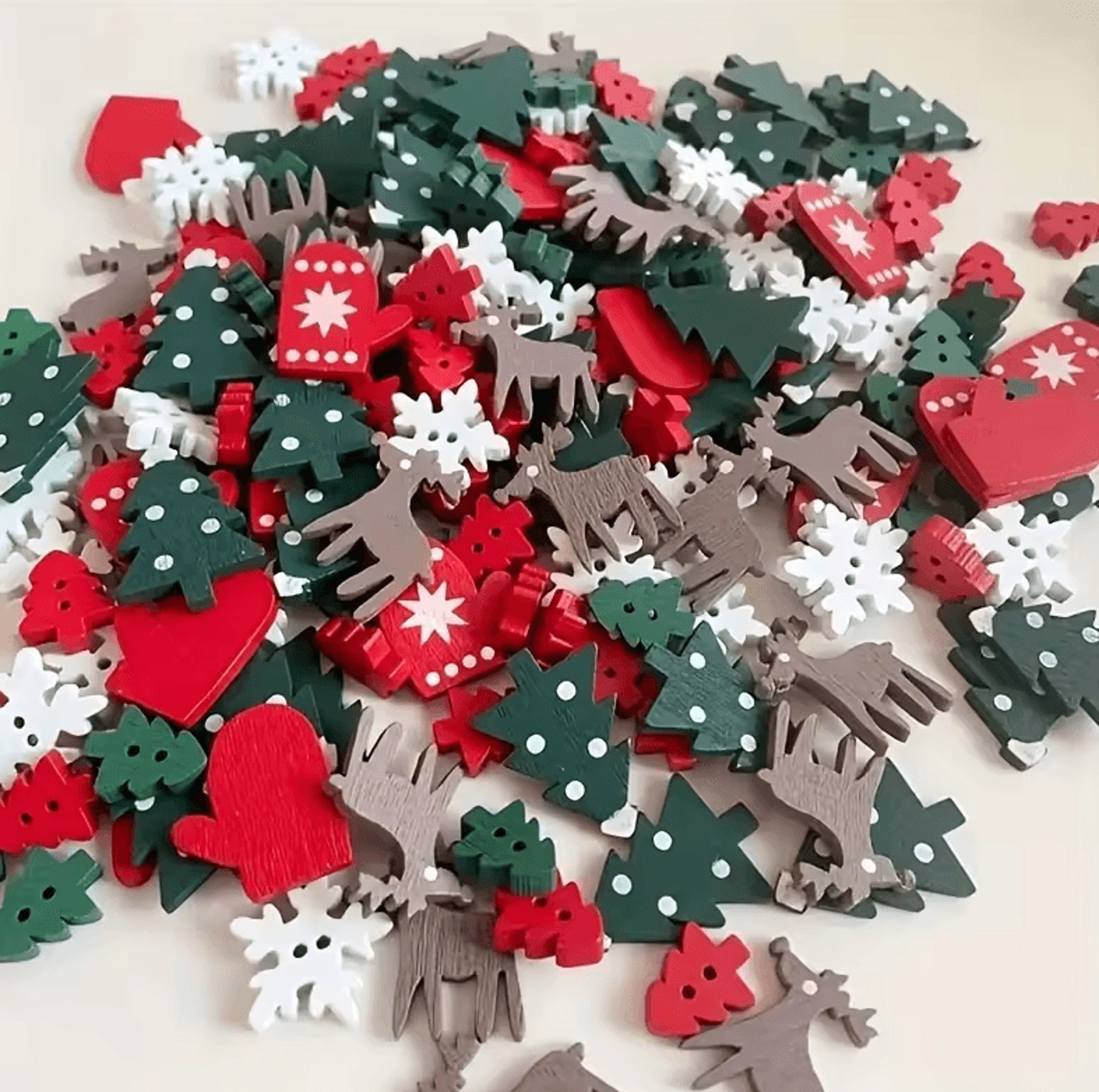Christmas Wooden Buttons  Decorative Wooden Craft Shapes For DIY Projects 5