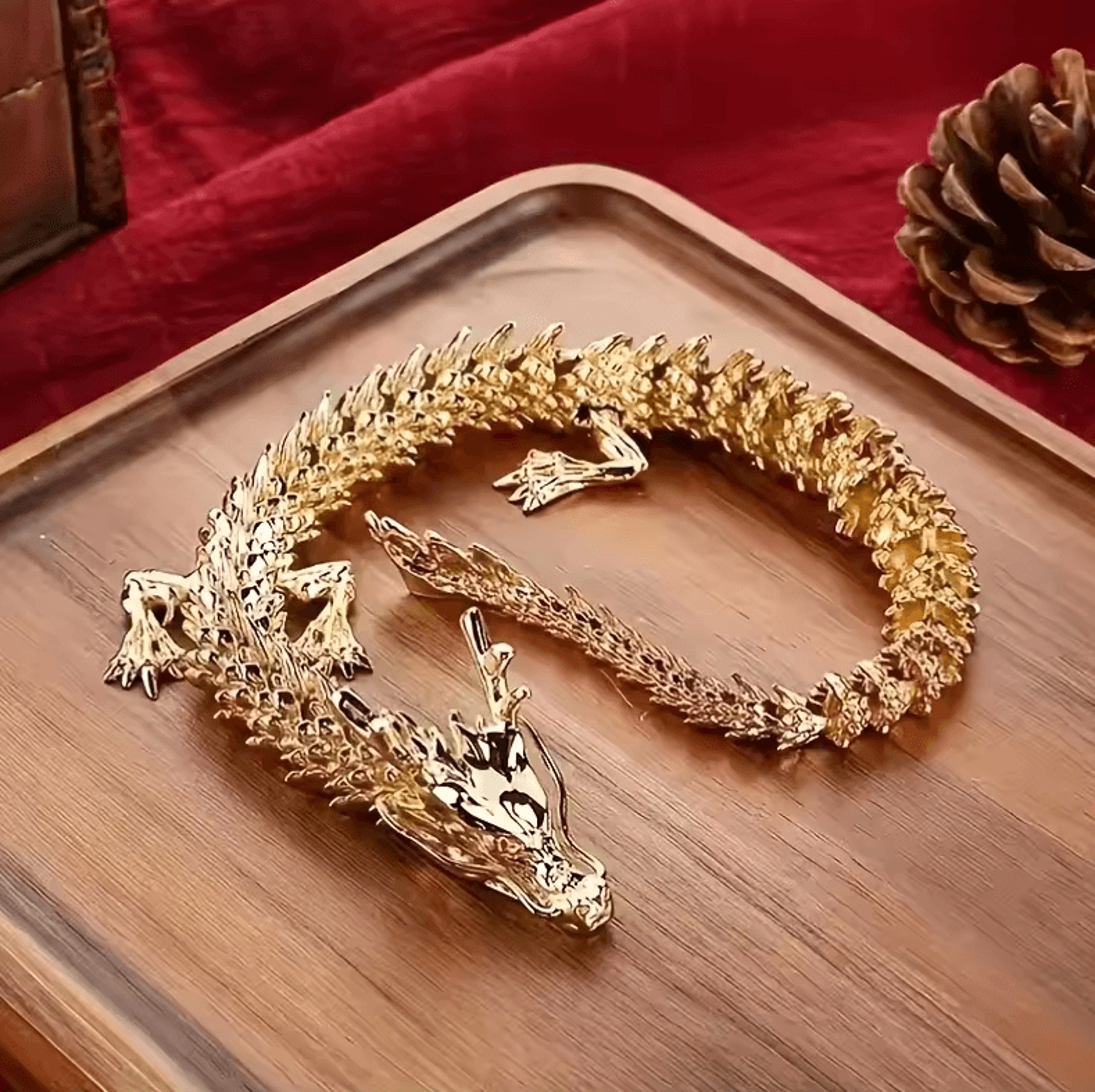 Majestic 3D Alloy Golden Dragon Statue With Movable Limbs  Symbol Of Power  Good Luck 0