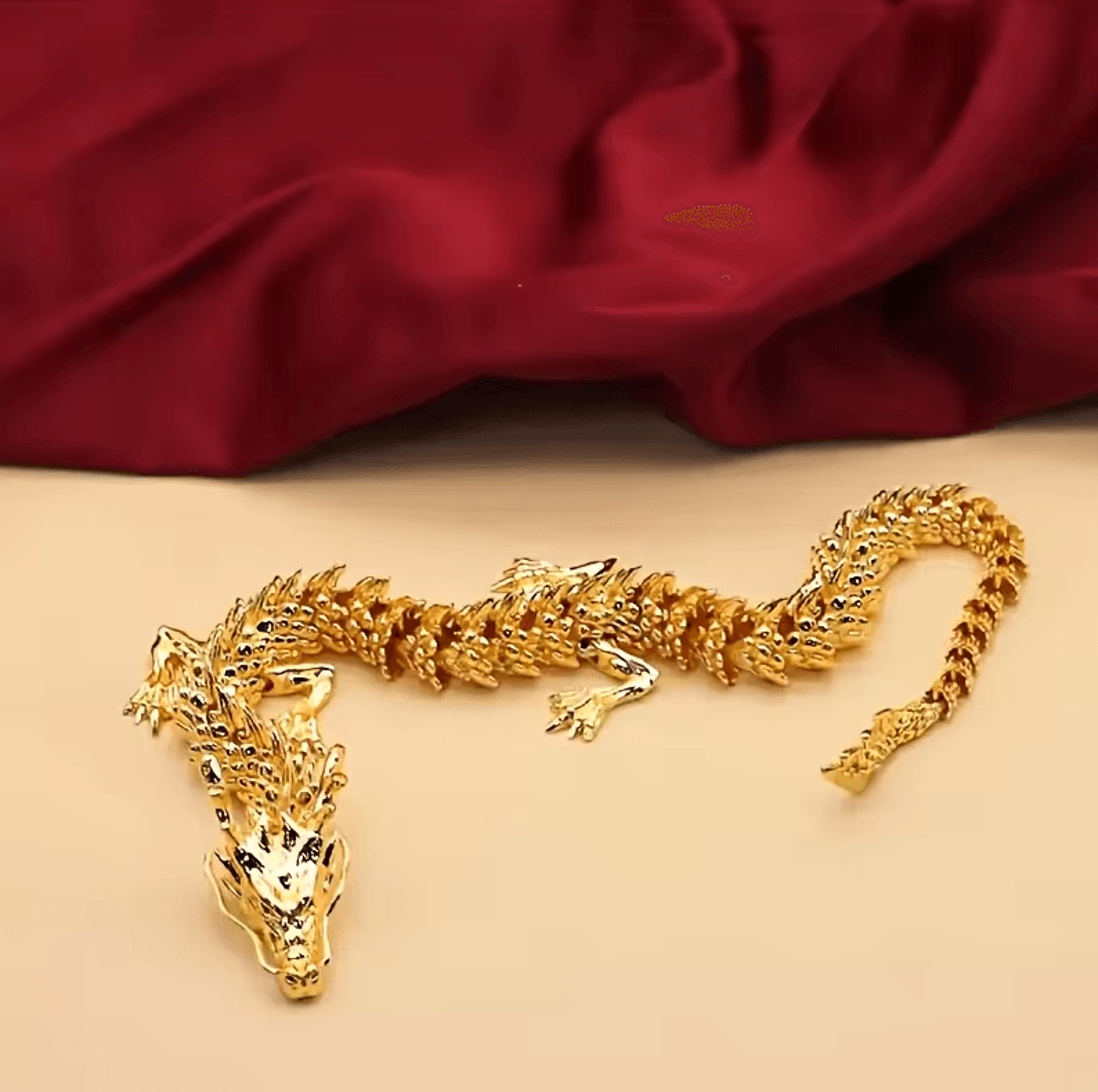Majestic 3D Alloy Golden Dragon Statue With Movable Limbs  Symbol Of Power  Good Luck 4