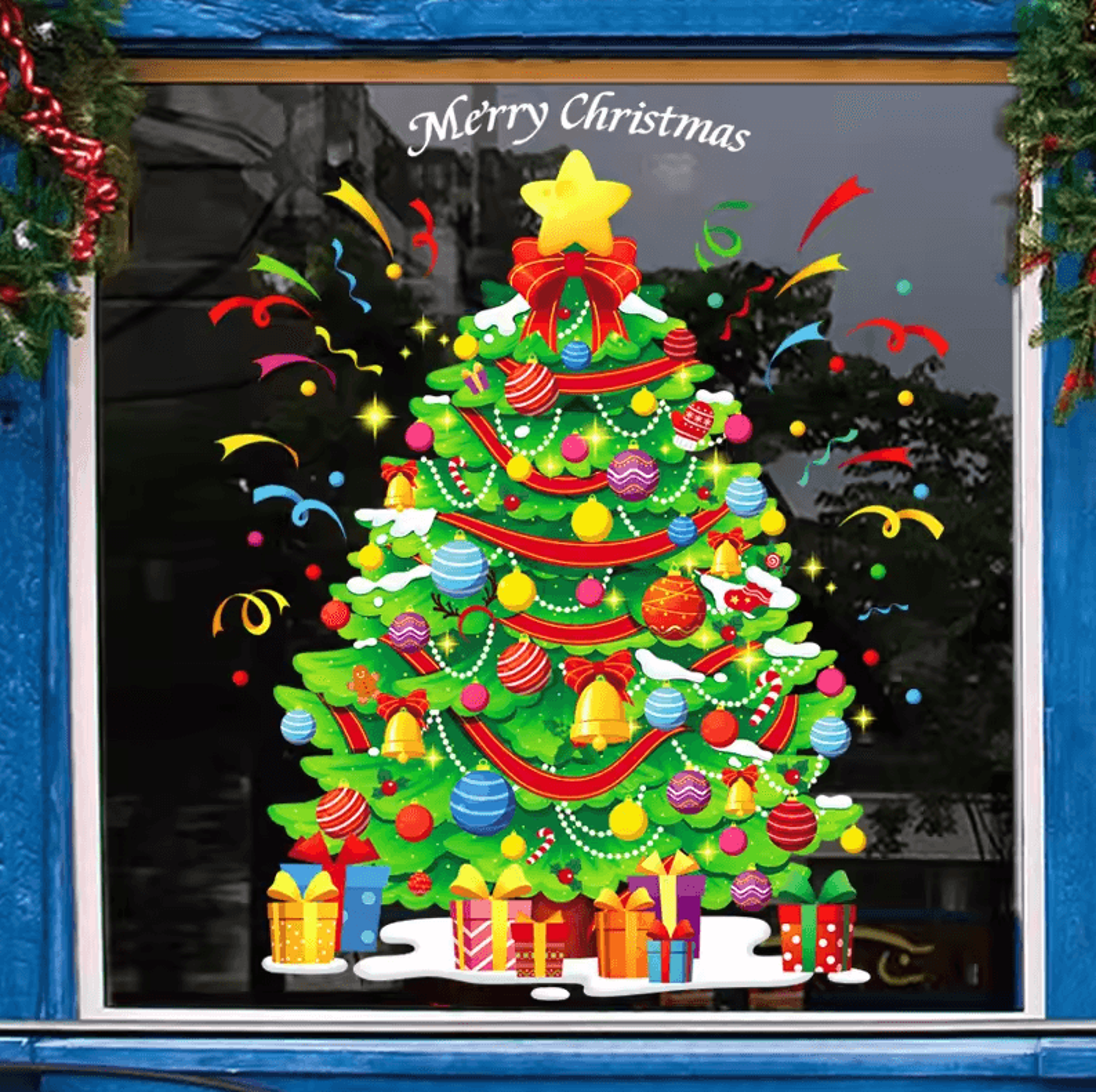 113 Christmas Snowflake Static Window Stickers  Reusable Holiday Party Decoration Decals 8