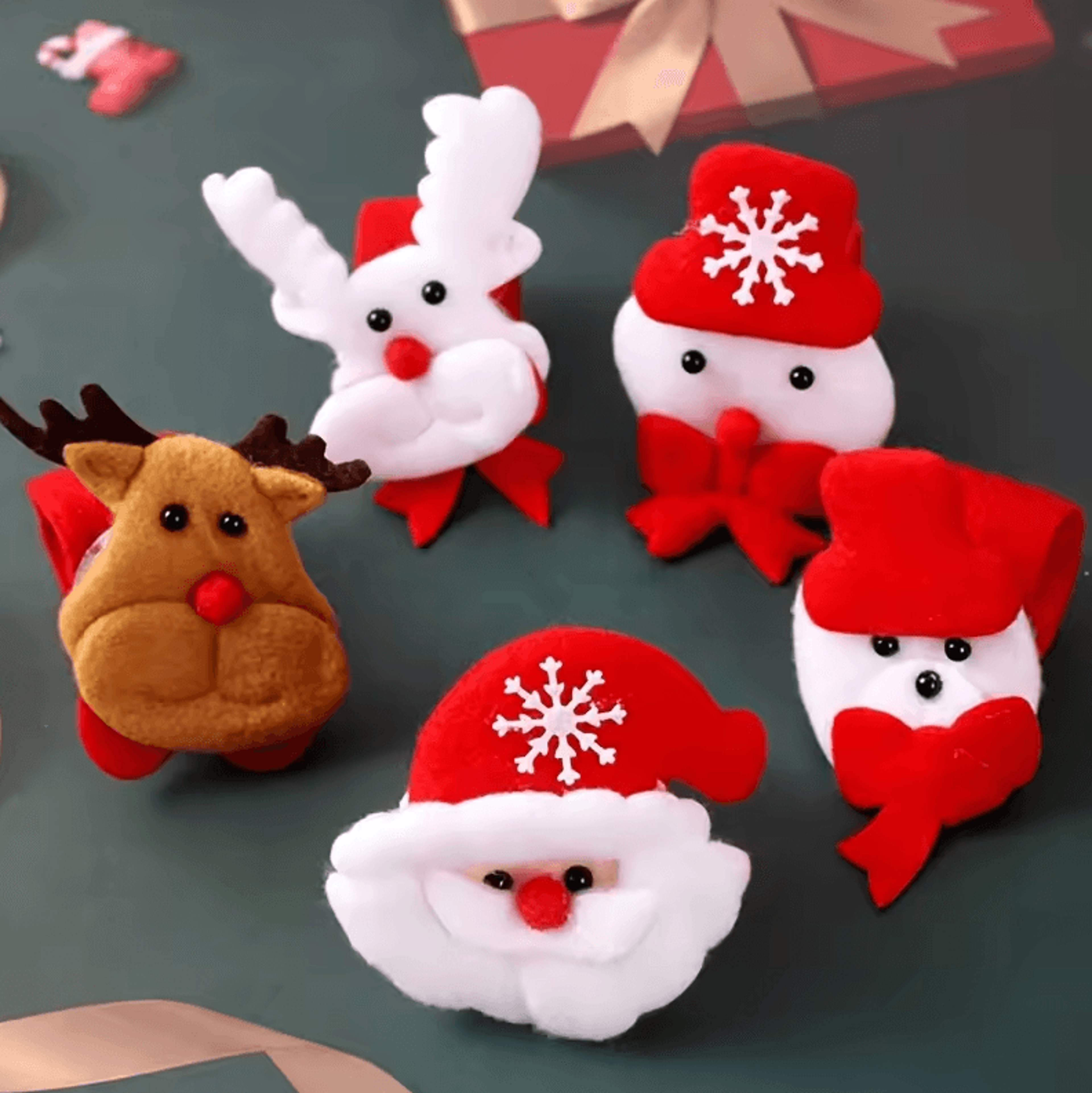 12 Christmas Clap Bracelets  Holiday Party Gifts With Santa Claus Snowman  Reindeer Designs 4