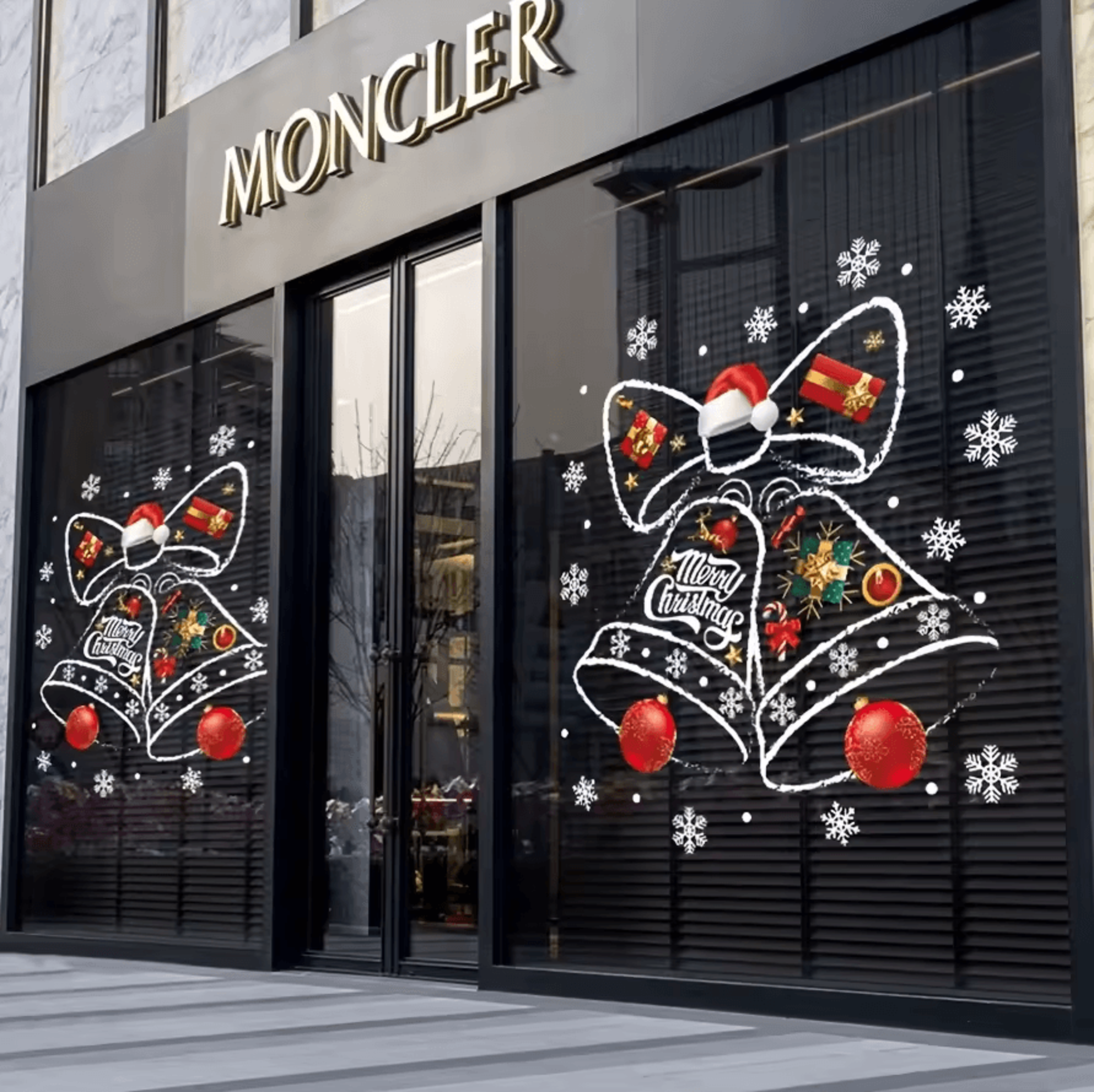 Christmas Decorative Window Stickers  Festive Clock Wall Decals For Holiday Shop  Home 0