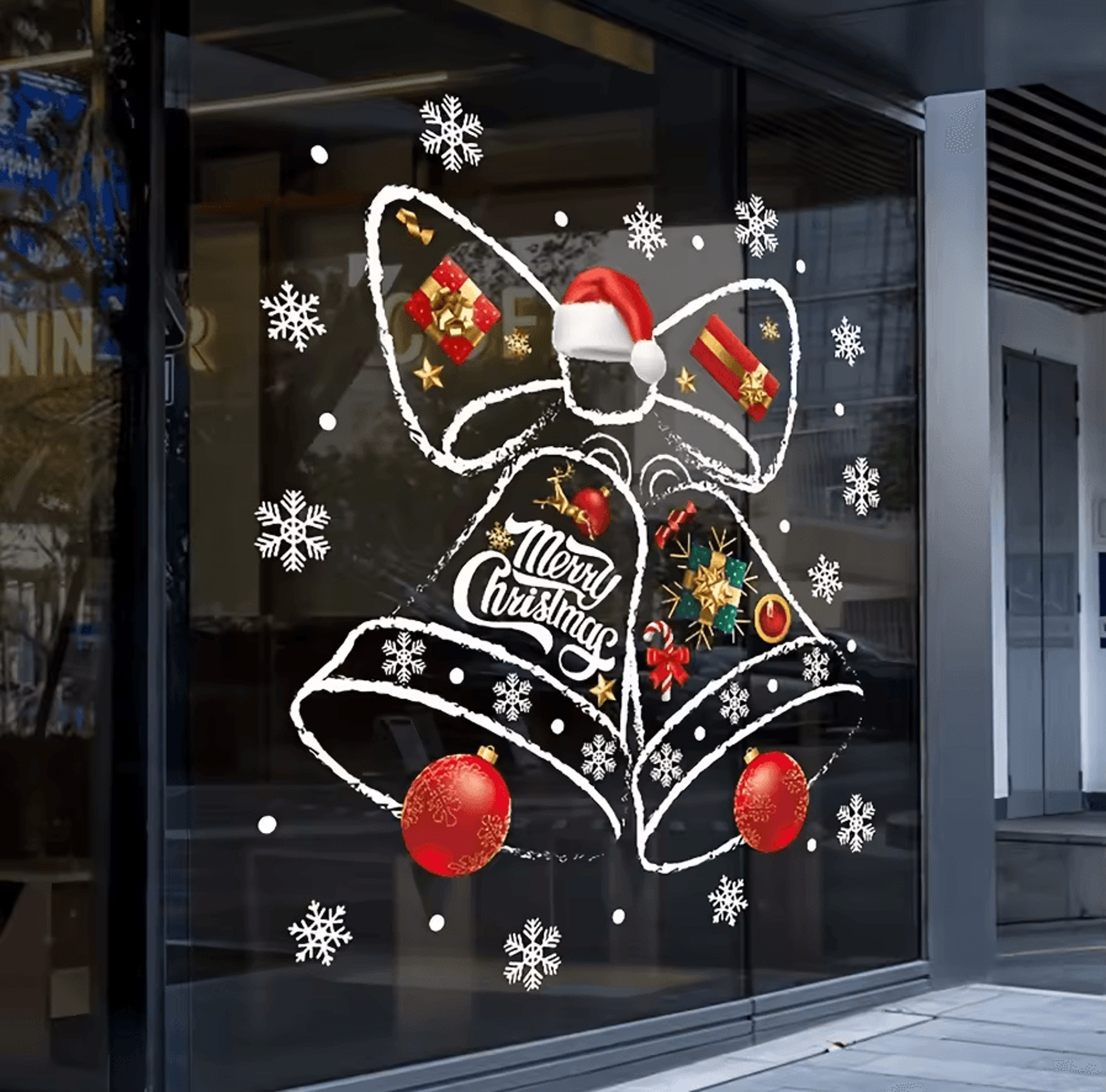 Christmas Decorative Window Stickers  Festive Clock Wall Decals For Holiday Shop  Home 1