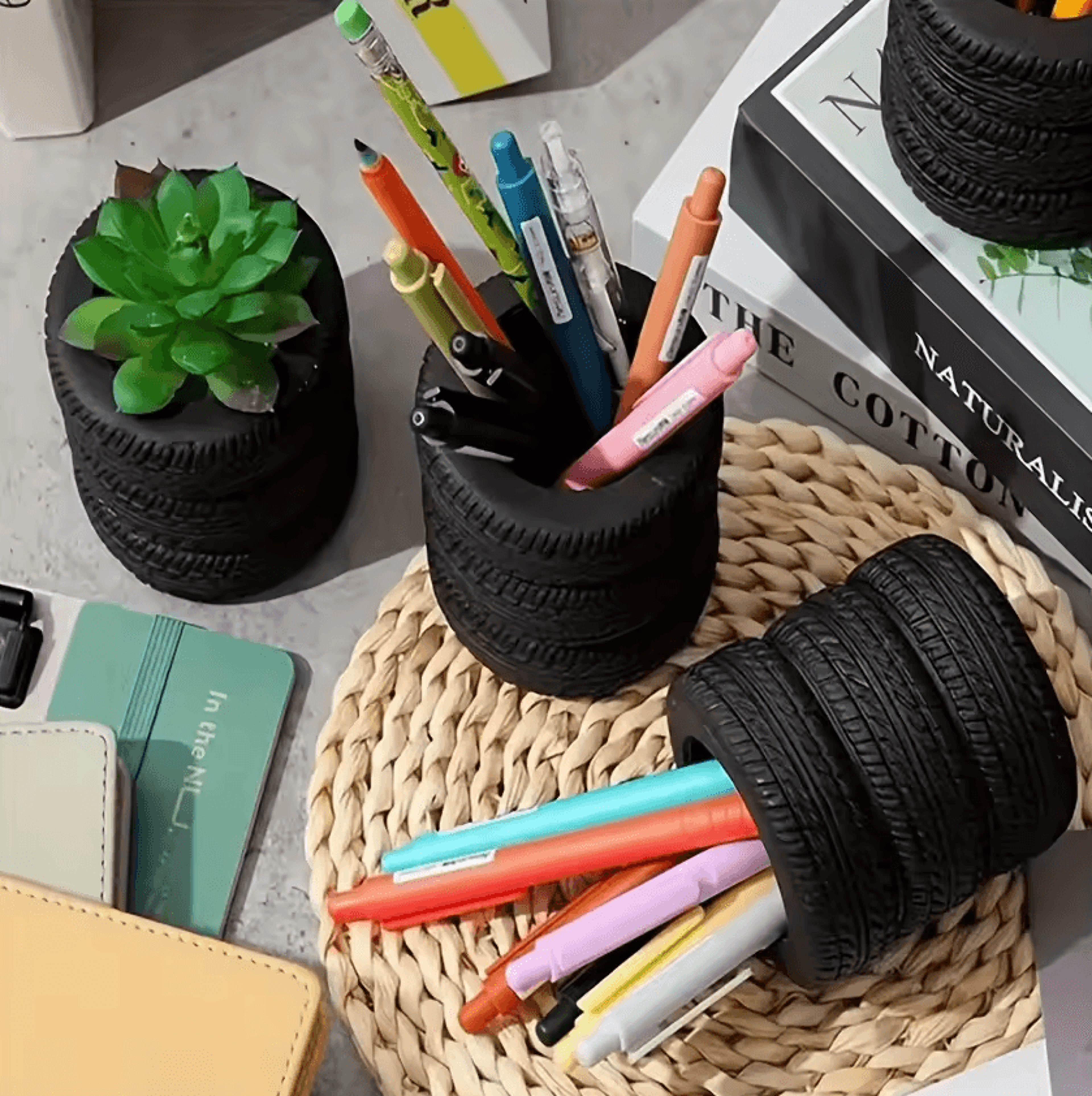 Creative Tire Shaped Pen Holder  Unique Office Desk Organizer For Pens  Stationery 0