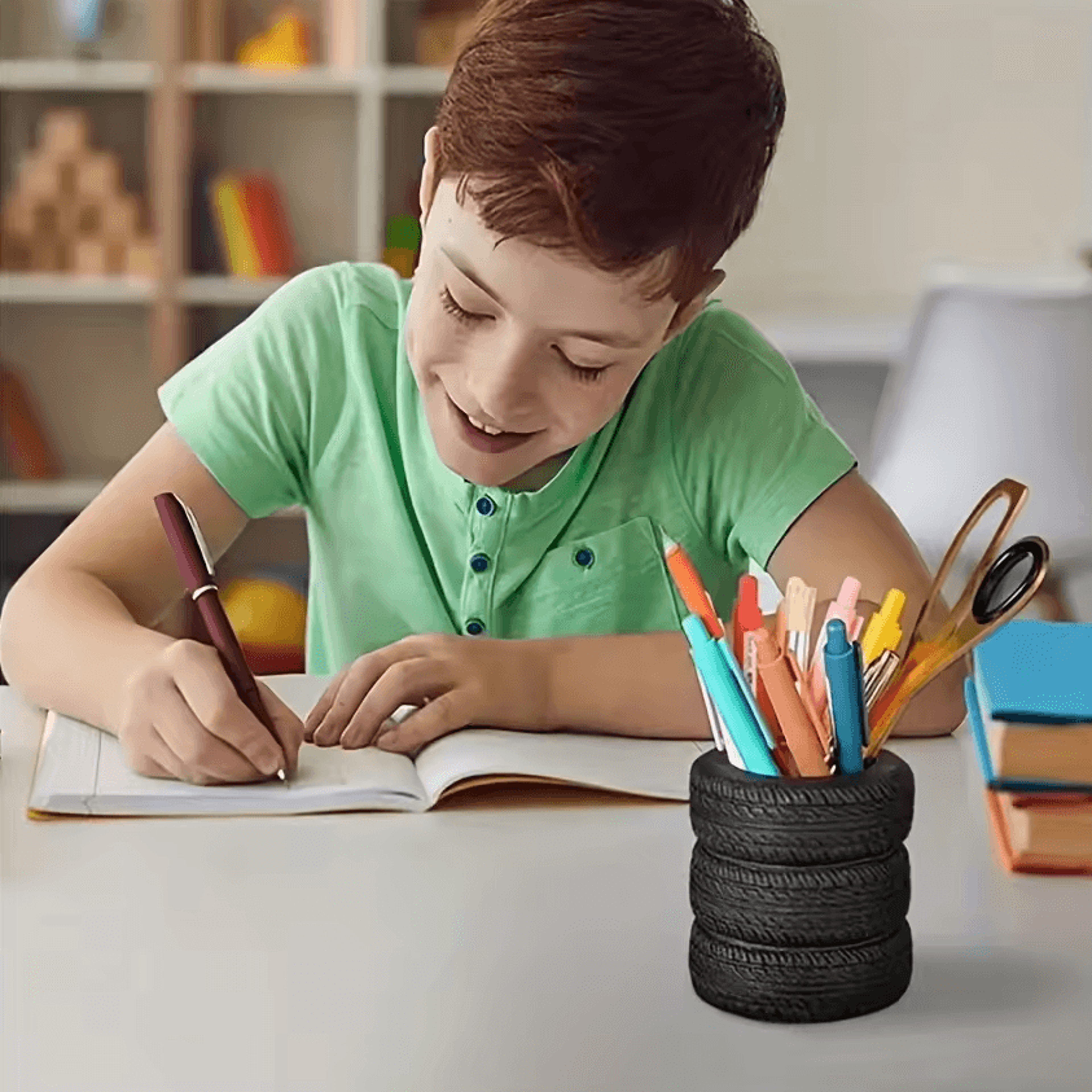 Creative Tire Shaped Pen Holder  Unique Office Desk Organizer For Pens  Stationery 3