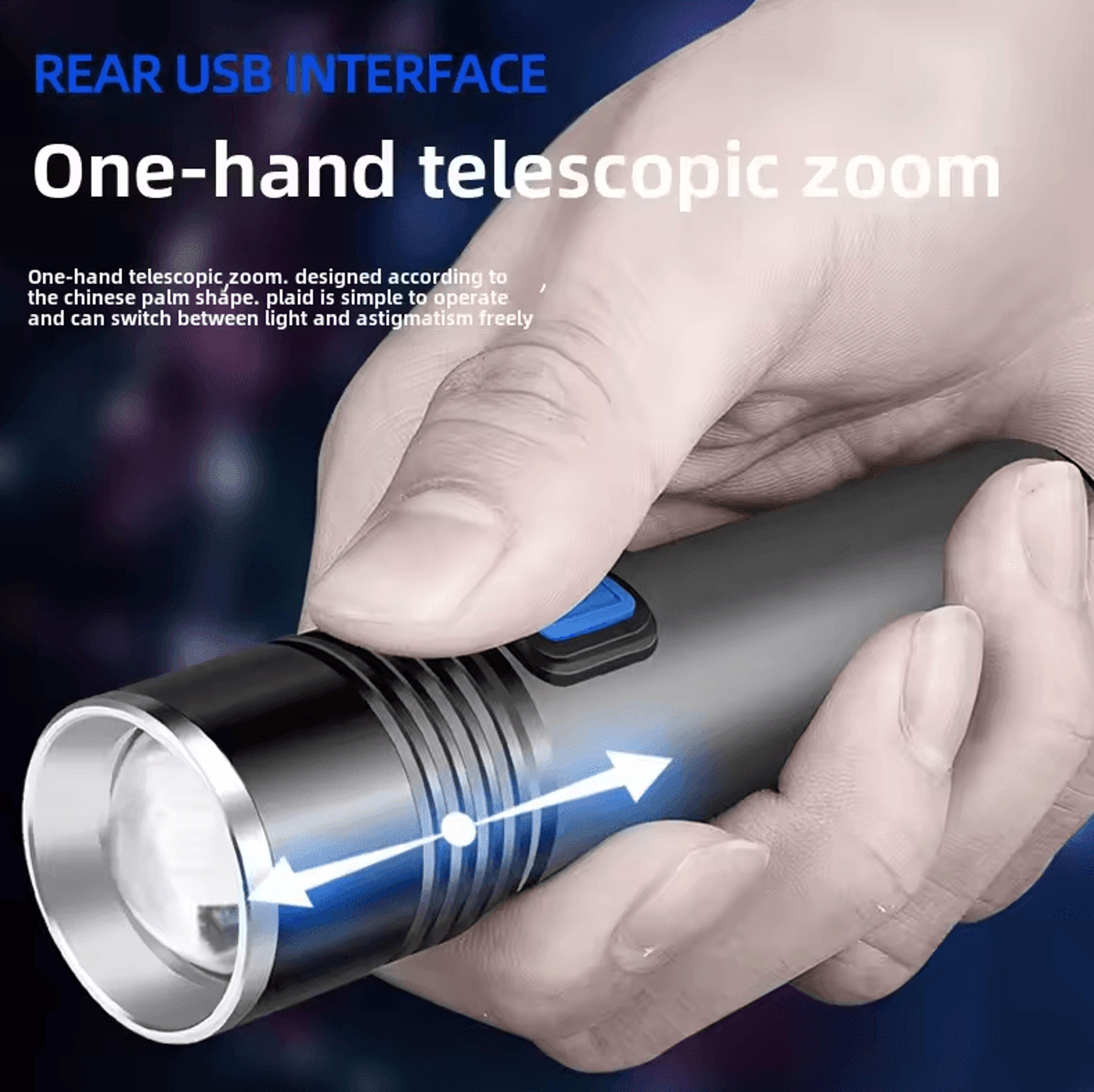 395nm UV Flashlight Blacklight  Zoomable USB Rechargeable Ultraviolet Inspection Light 3