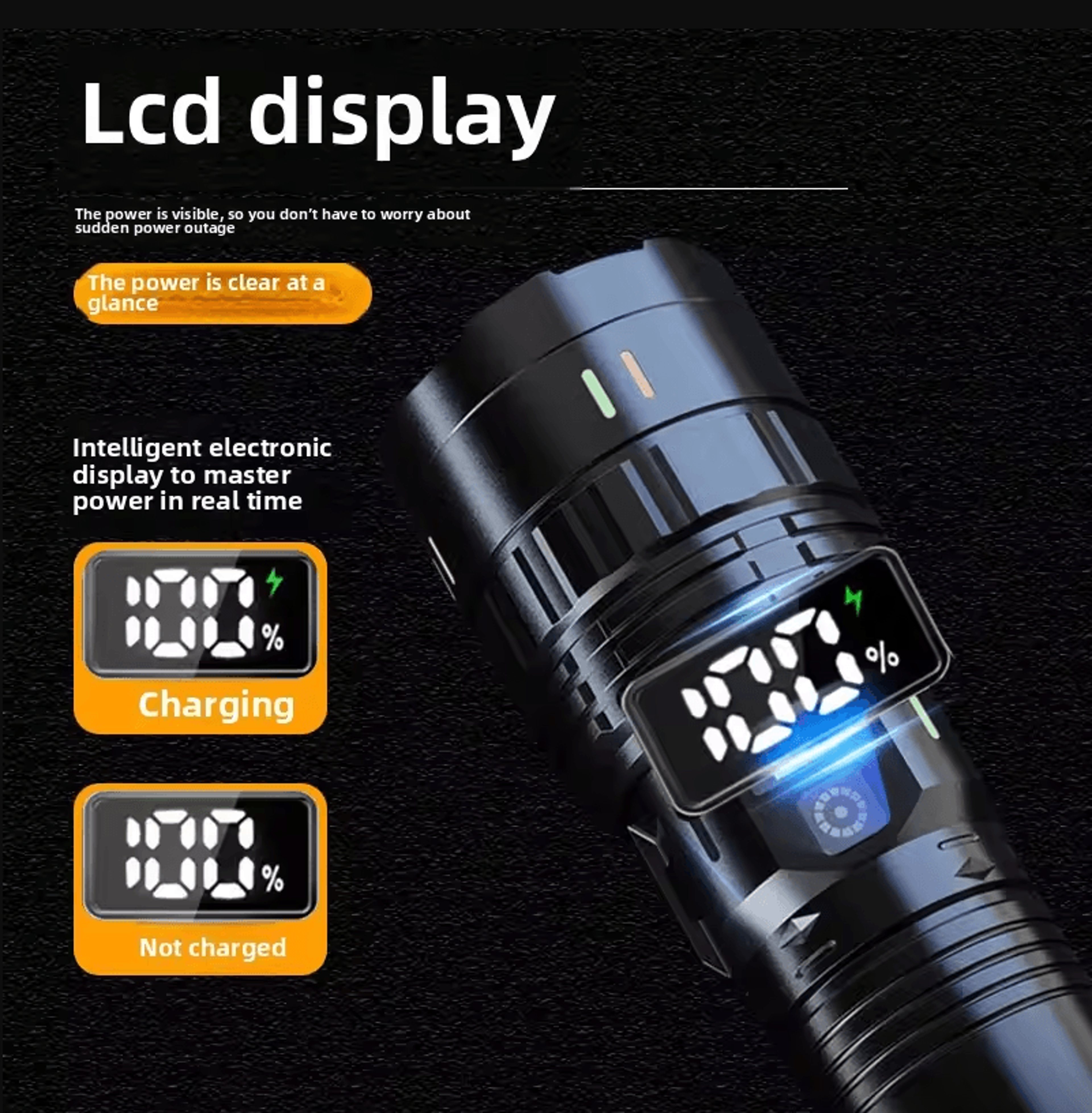 Portable LED Flashlight  Strong Light Multifunctional USB Charging Outdoor Torch 2