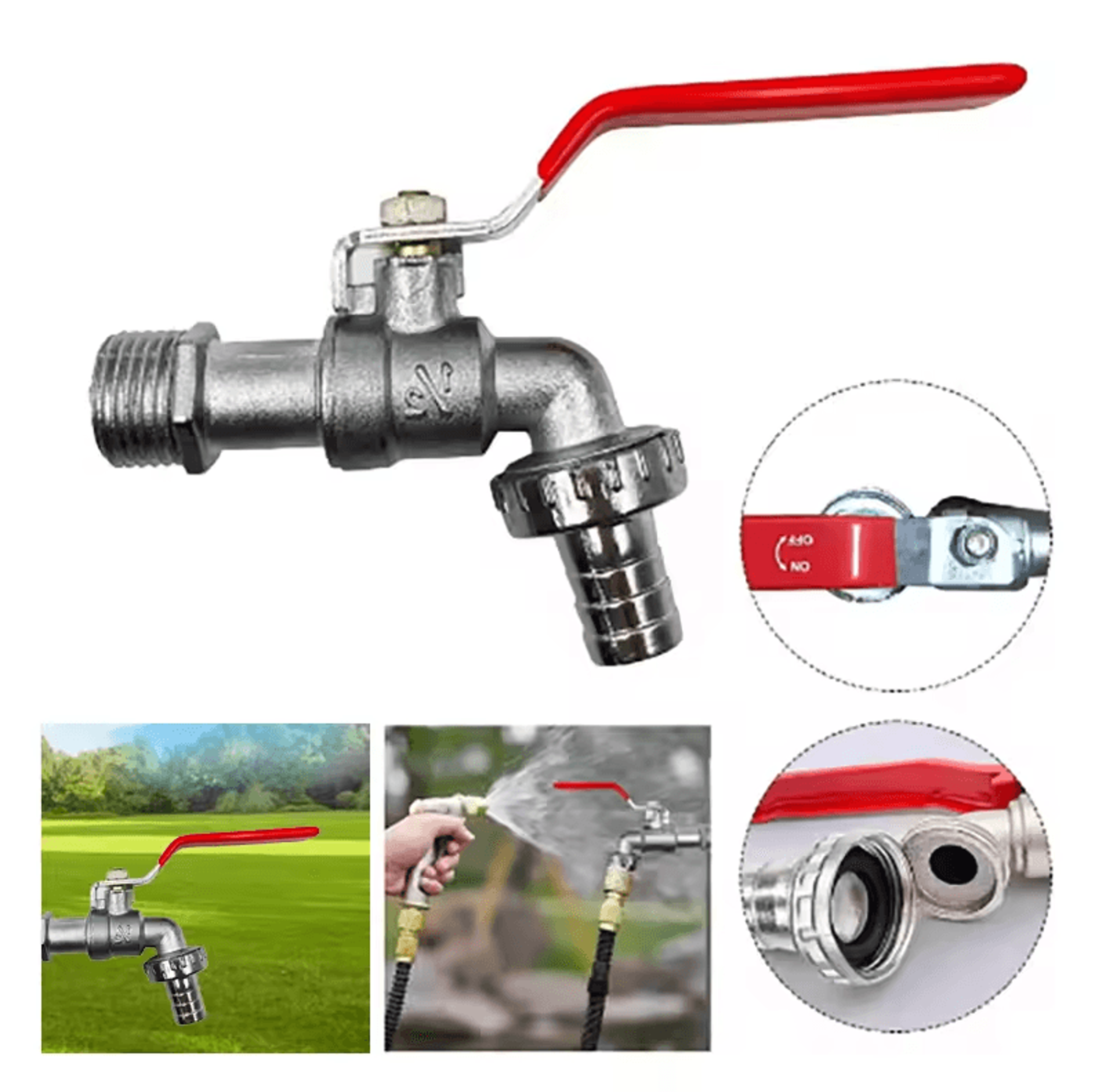 Outdoor Antifreeze Faucet With Spout  Zinc Alloy 1234 Inch Garden  Washing Machine Tap 0
