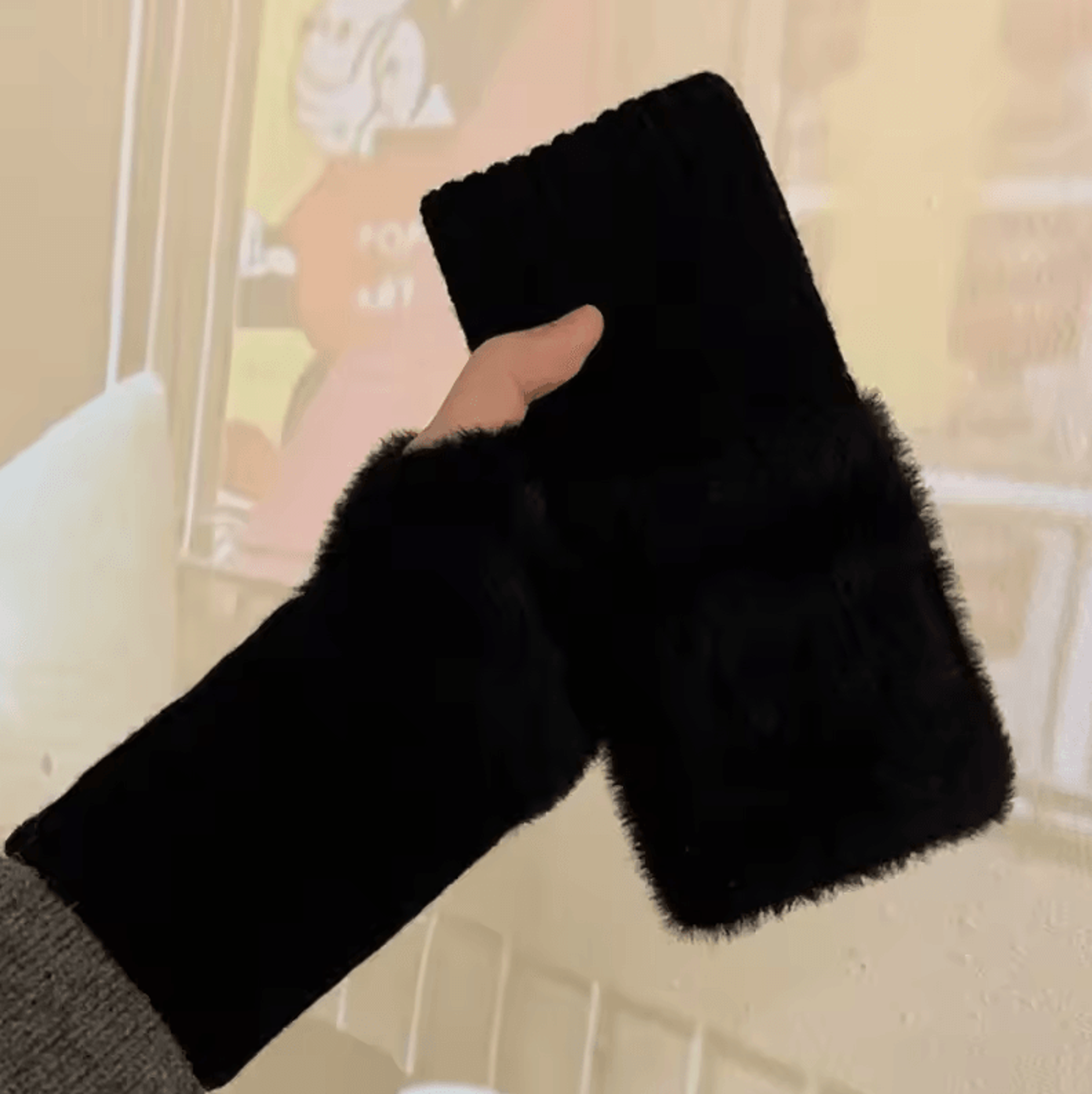Solid Color Plush Woolen Knitted Touch Screen Half Finger Gloves  Autumn  Winter Warm Luxury Gloves 6