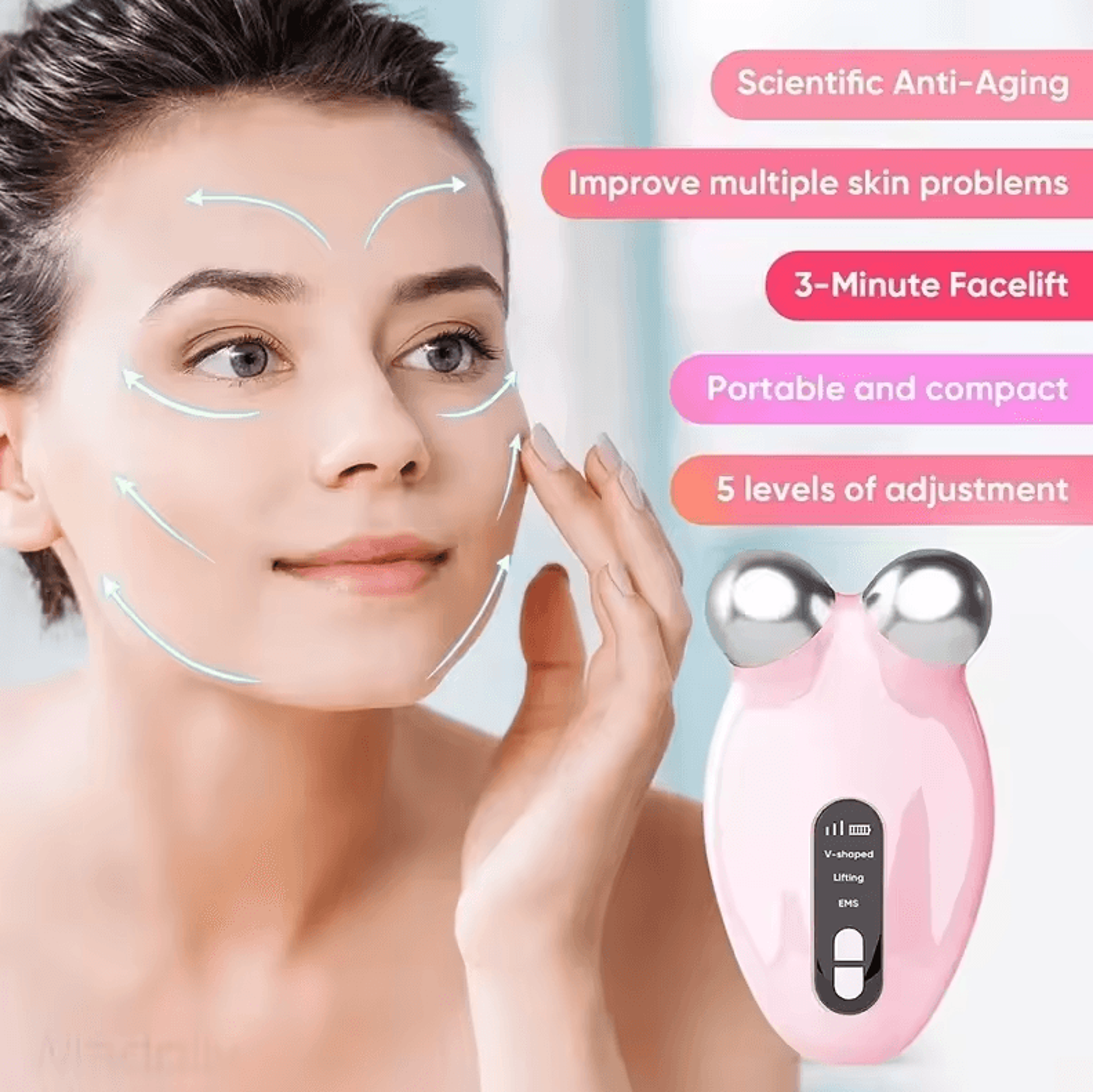 EMS Facial Massager Roller  Microcurrent Face Lifting  VFace Beauty Device For Skin Rejuvenation 2
