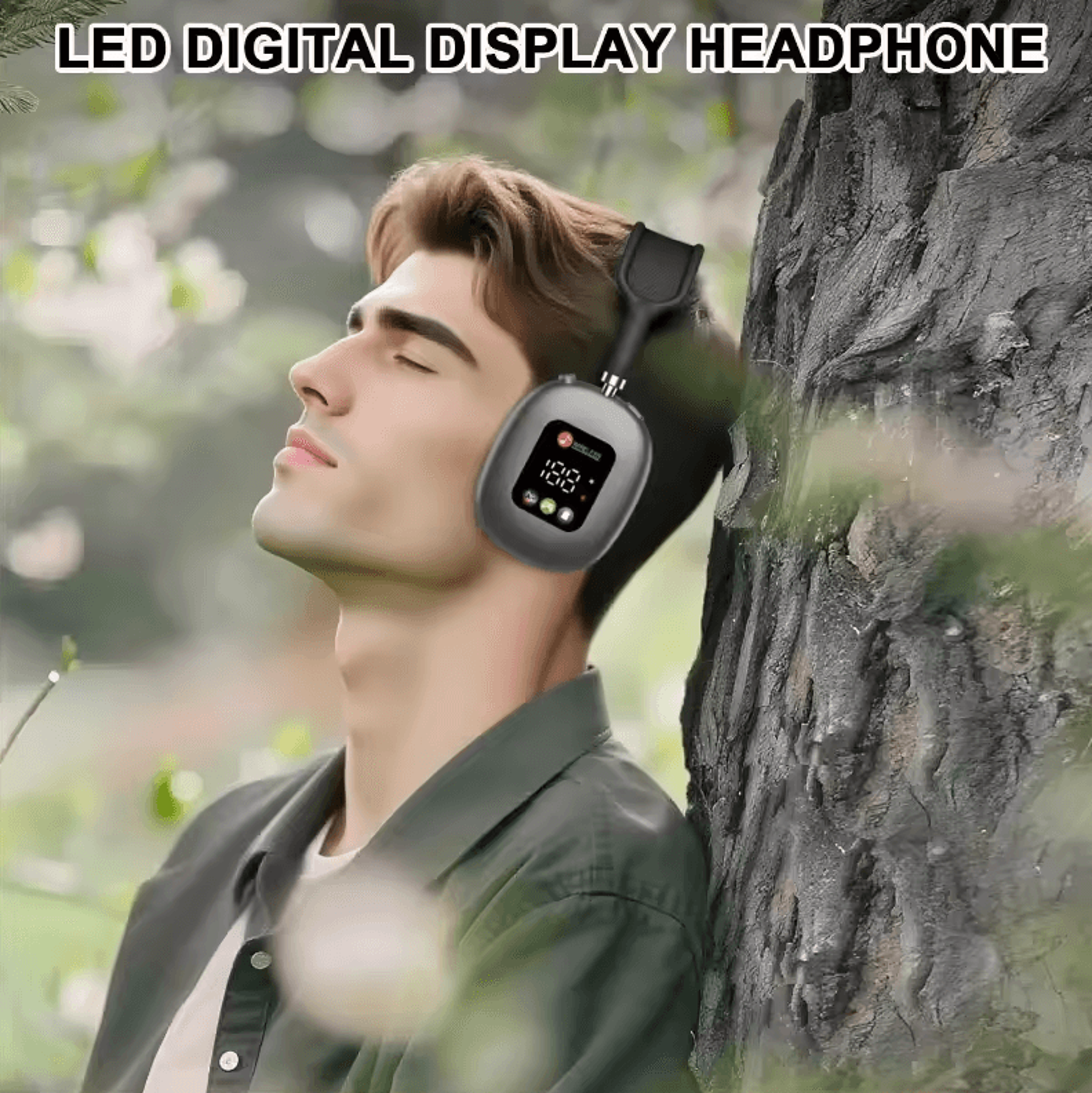 Wireless Bluetooth Touch Headphones With Digital Display  HeadMounted Noise Cancellation Earphones 1