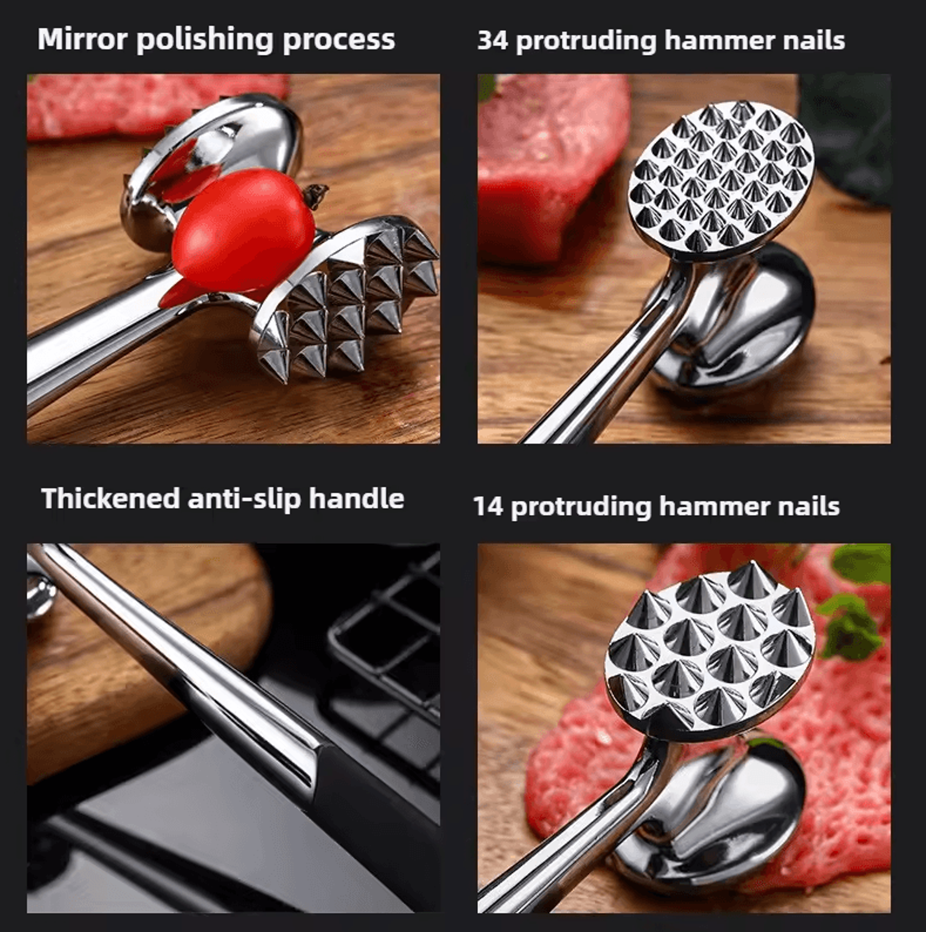 HighQuality DoubleSided Meat Hammer Tool  Household Meat Tenderizer Mallet For Beef Pork  Steak 4