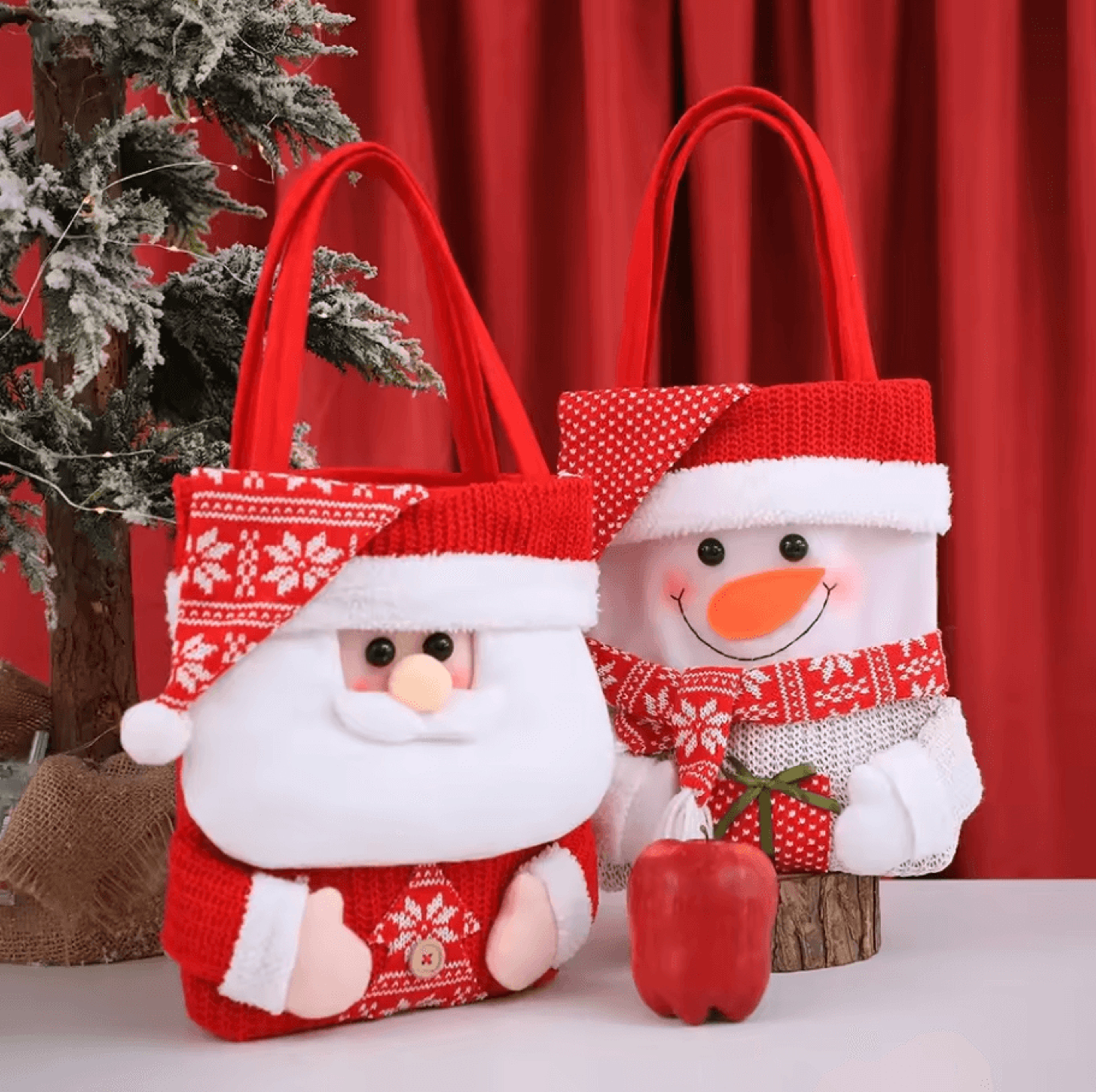 Festive Christmas Gift Tote Bags For Kids  Cartoon Christmas Eve Candy Gift Sacks 3