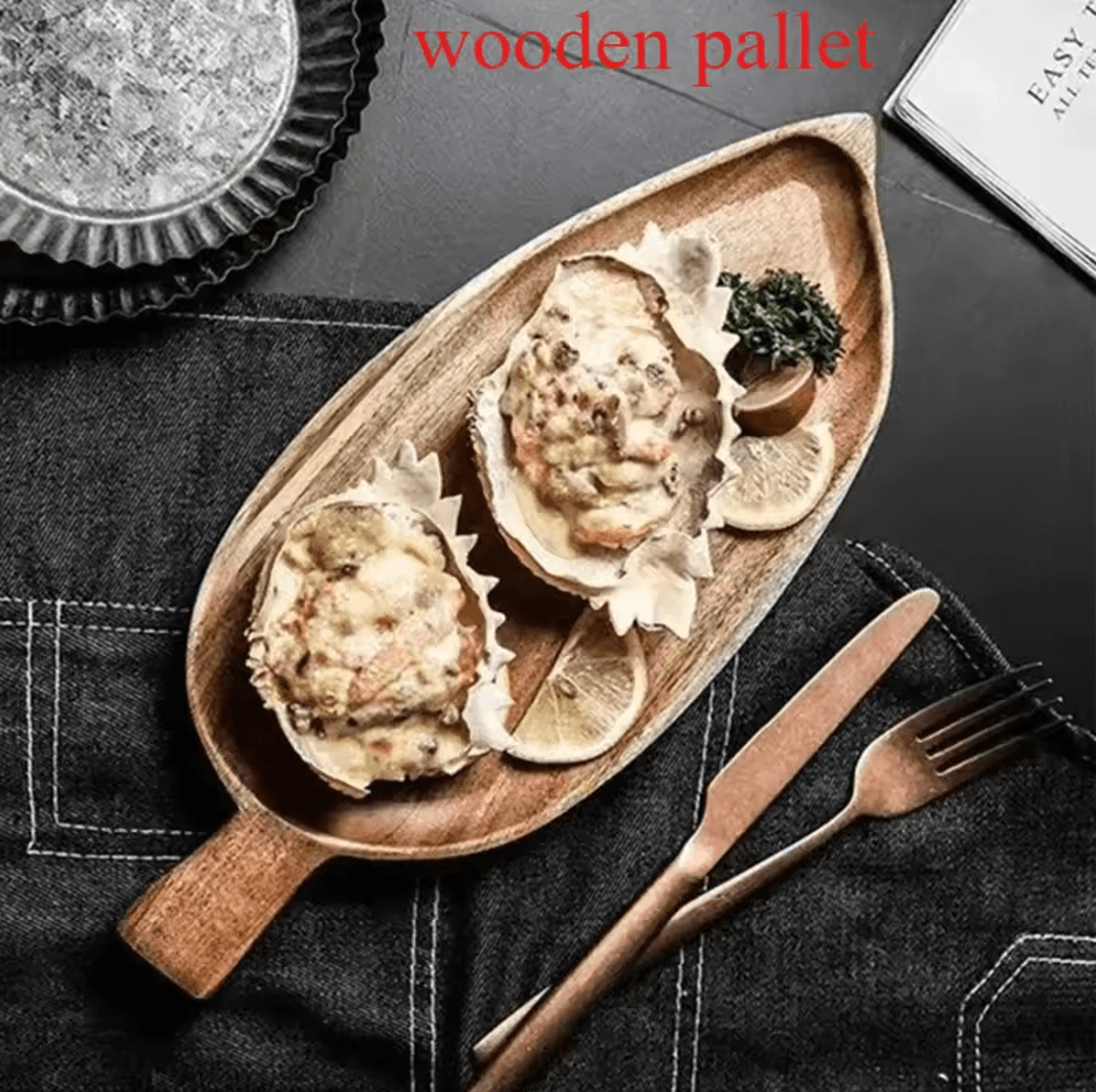 HighQuality Solid Wood Leaf Shaped Tray  Waterproof Acacia Wood Serving Board For Steak Sushi  More 0